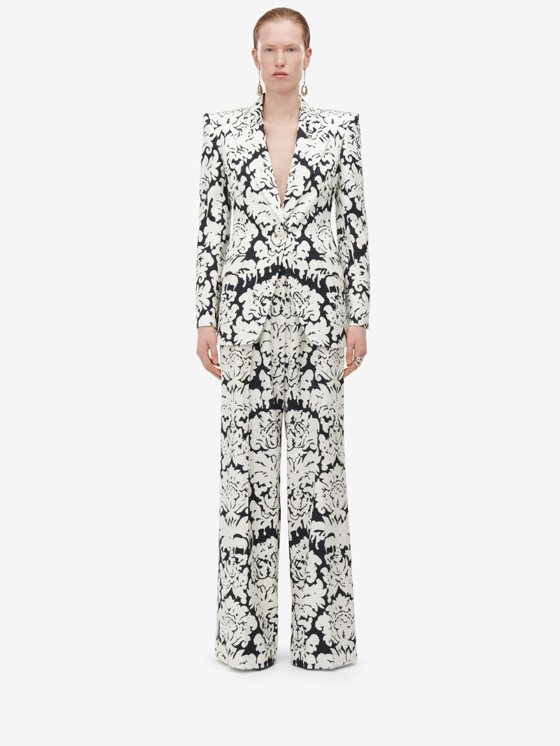 Alexander McQueen Women's Damask Single-breasted Jacket in Black/ivory outlook