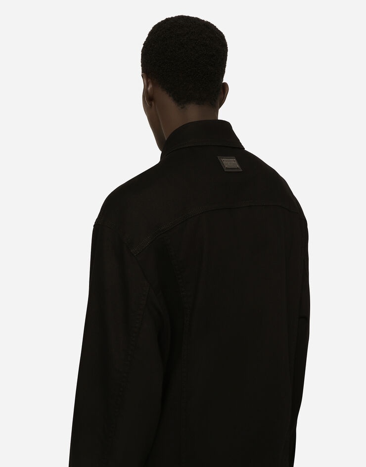Black wash stretch denim jacket - 5