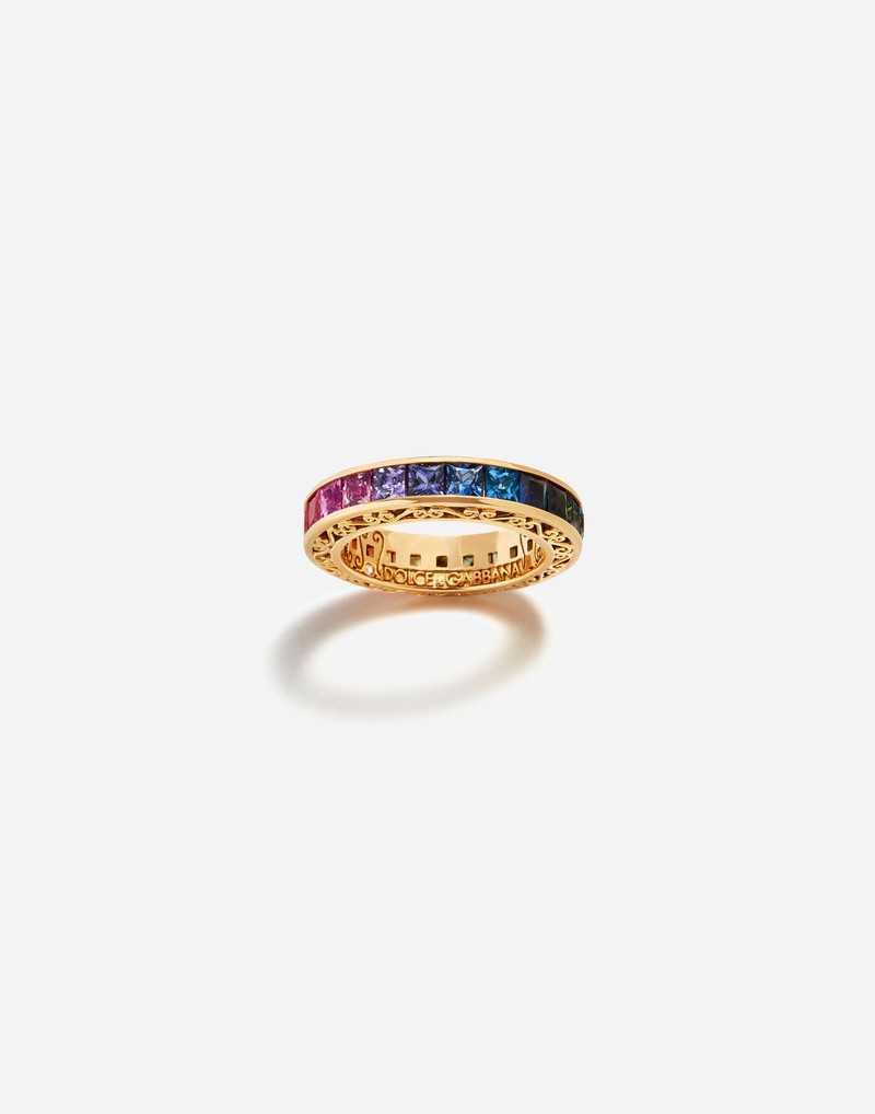 Dolce & Gabbana Rainbow Ring 18 carat yellow gold and multicolored sapphires outlook