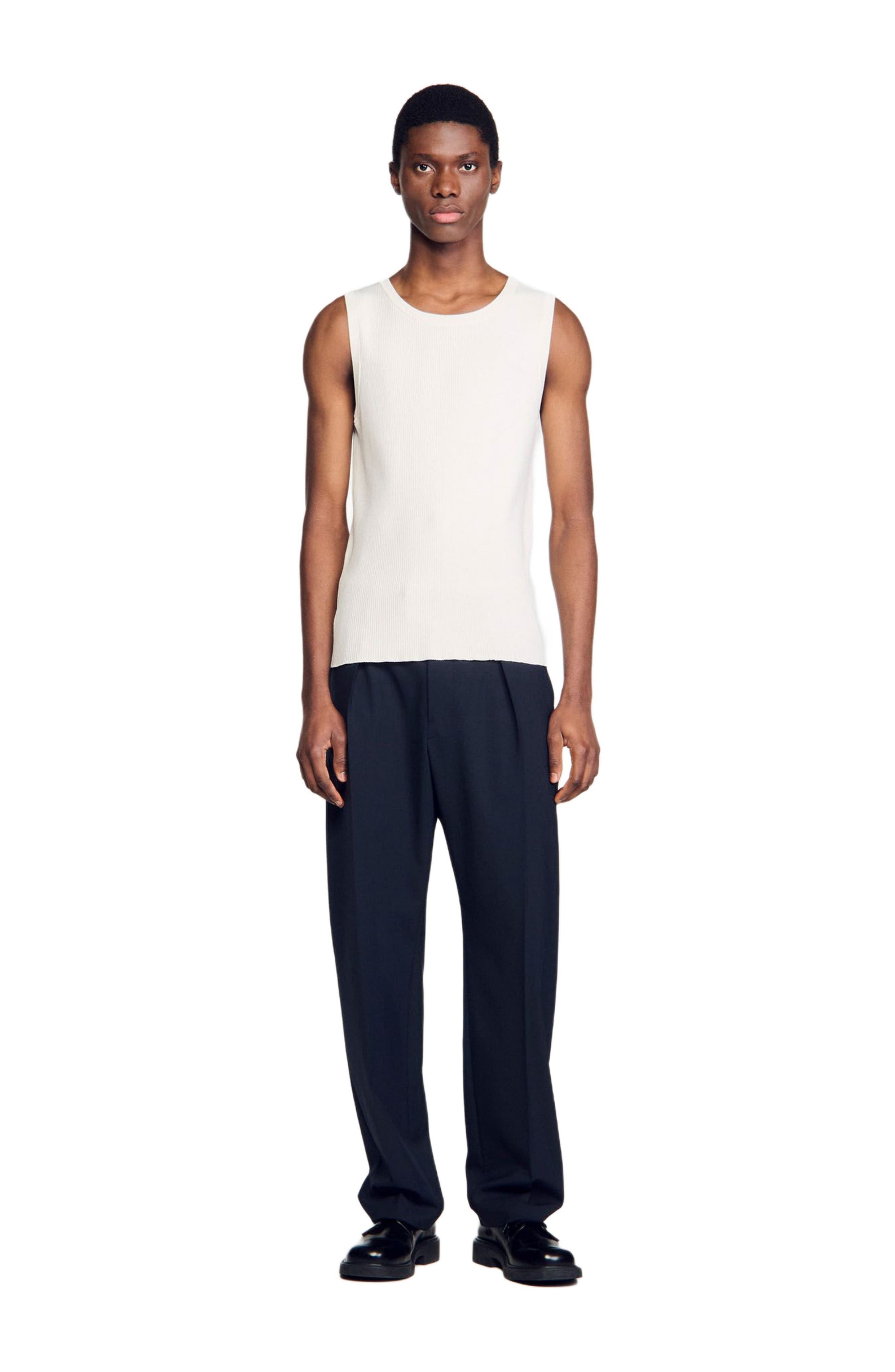 SANDRO Rib knit vest top in Optic White at Nordstrom - 1