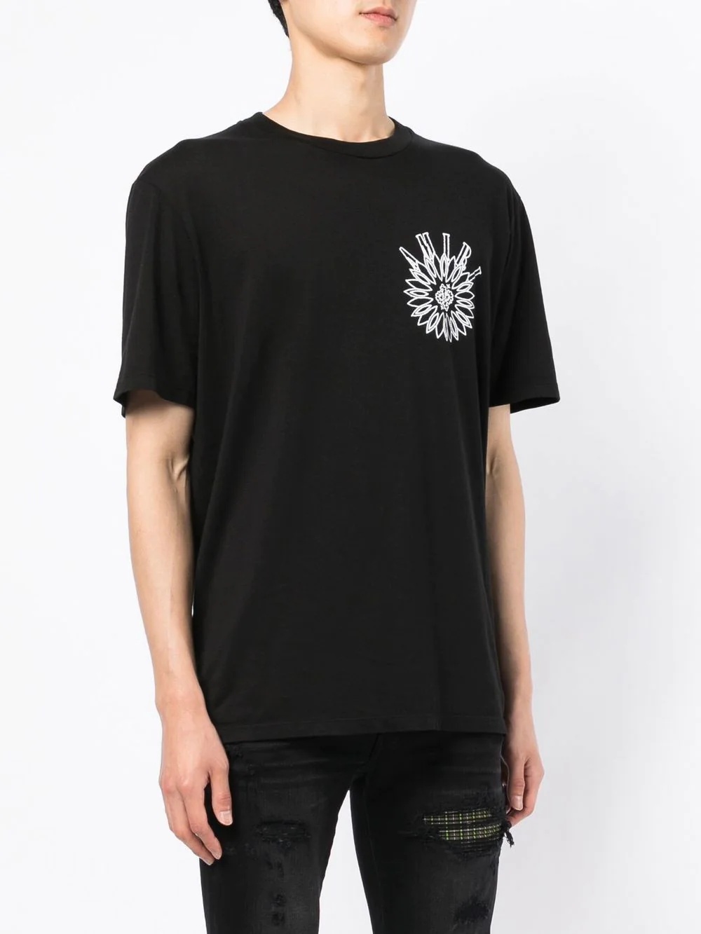 flower logo print cotton T-shirt - 4