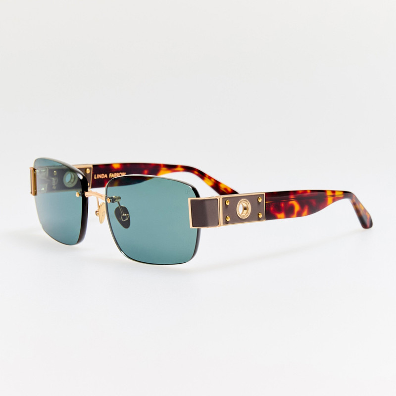 LINDA FARROW Jessica Sunglasses in Dark Tortoiseshell outlook