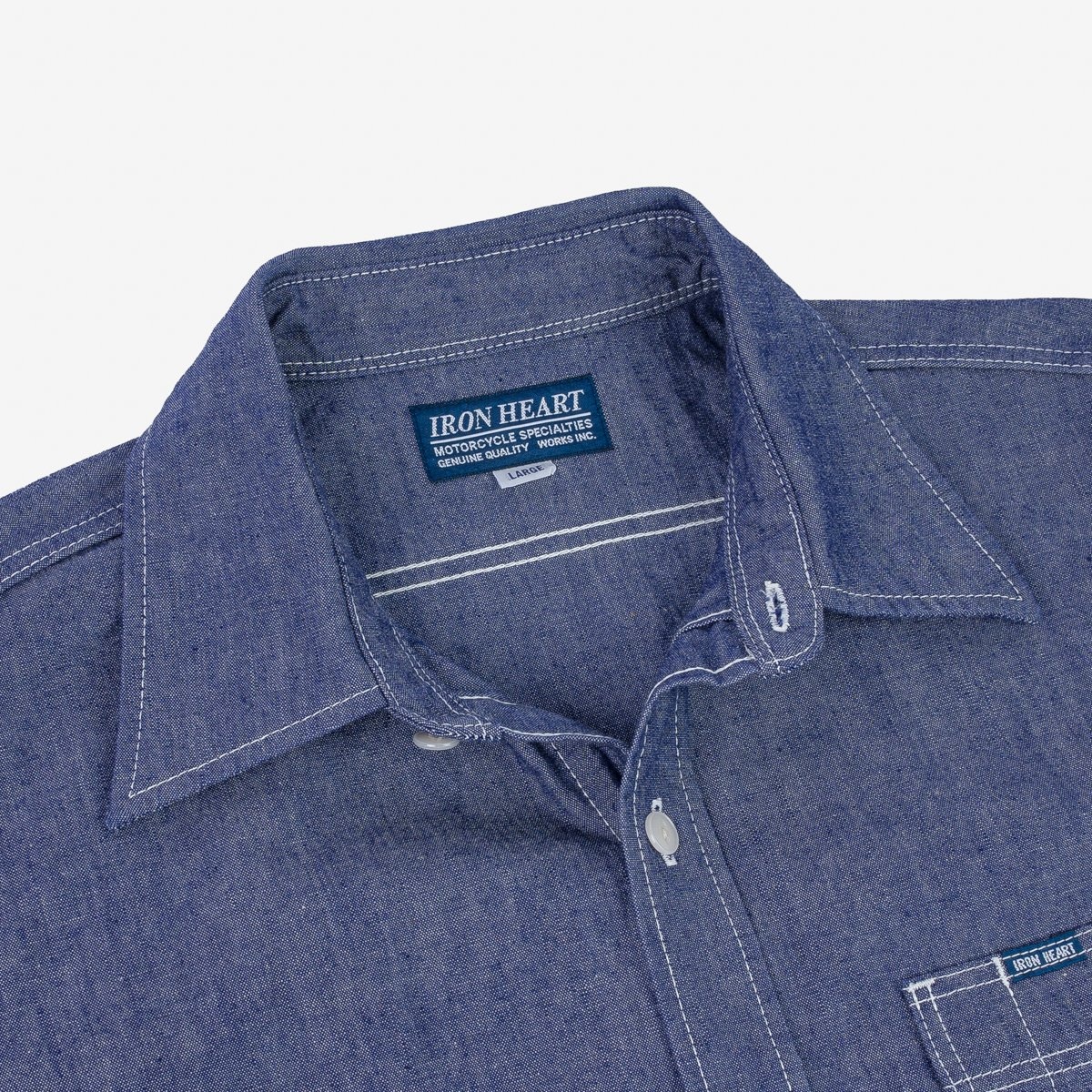 IHSH-363-NAV 10oz Organic Chambray Work Shirt - Navy Blue - 9