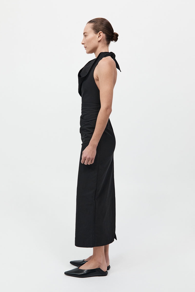 Structural Tie Dress - Black - 5