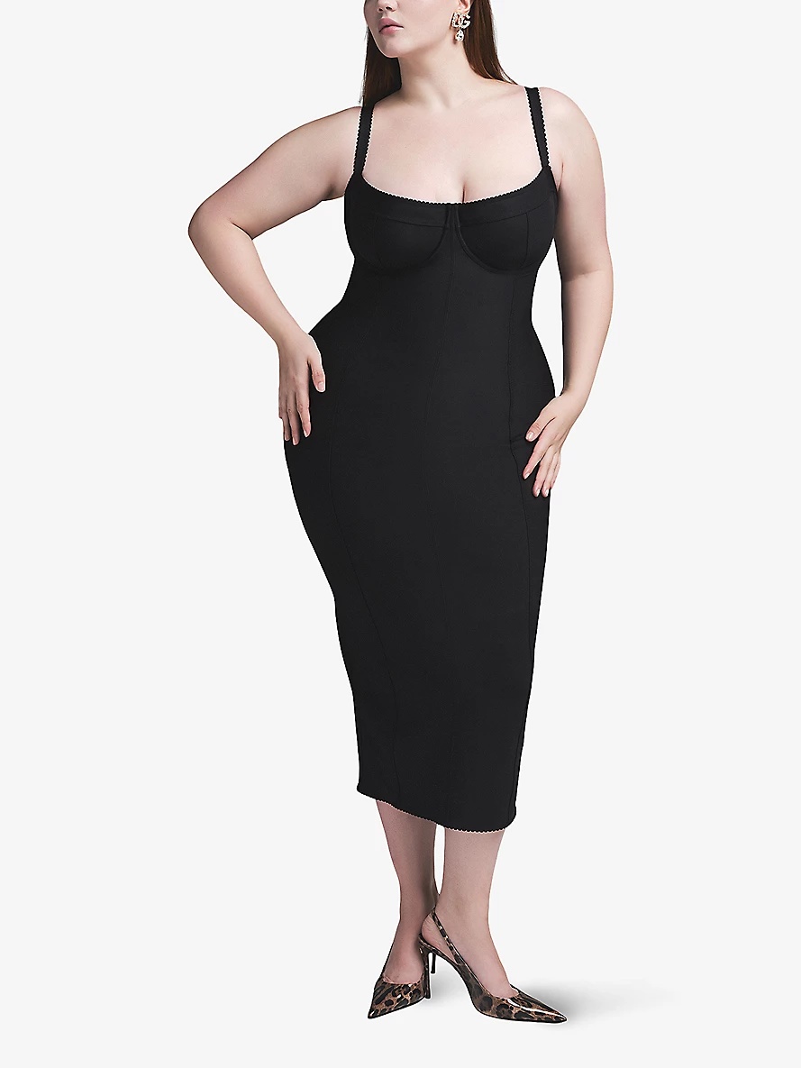 Dolce & Gabbana x SKIMS picot-trim slim-fit stretch-woven midi dress - 2