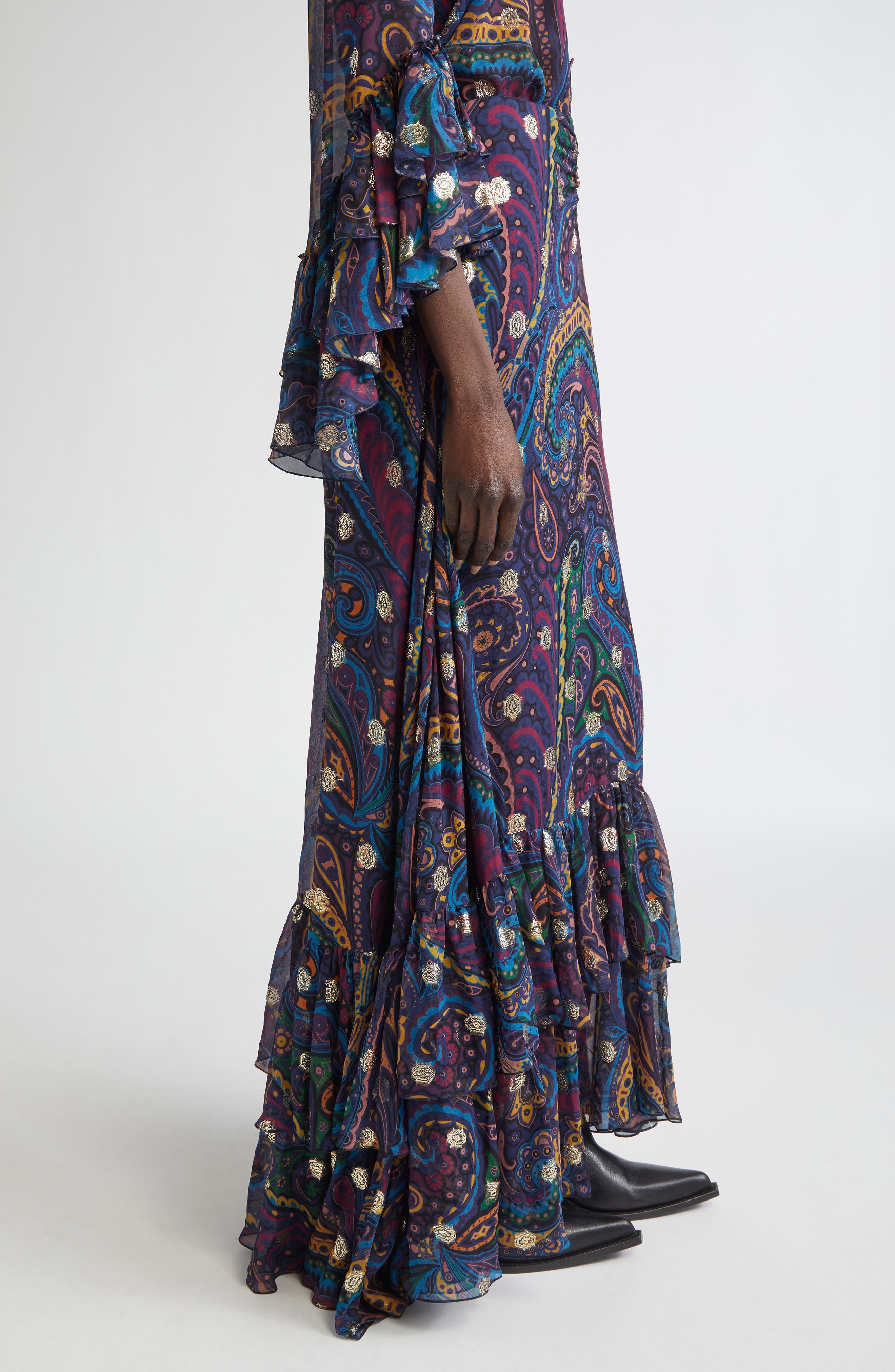 Etro Metallic Paisley Silk Maxi Skirt in Printed Pink Base at Nordstrom - 4