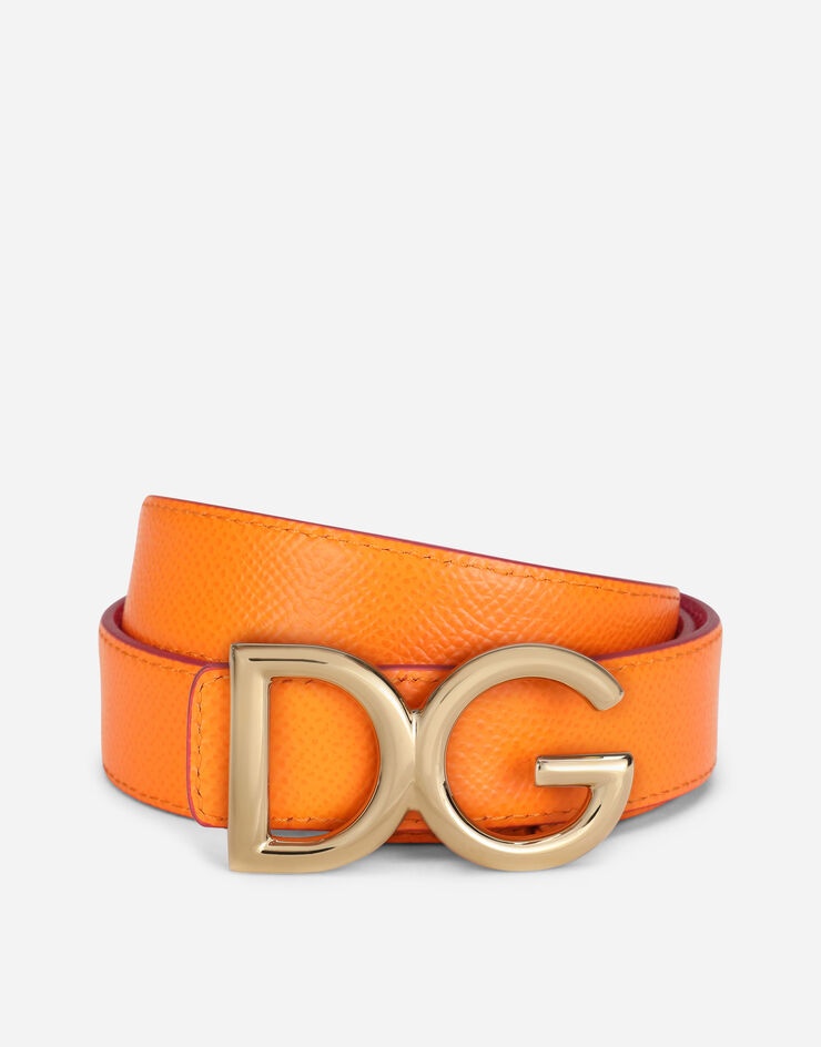 Reversible dauphine calfskin belt with DG logo - 4