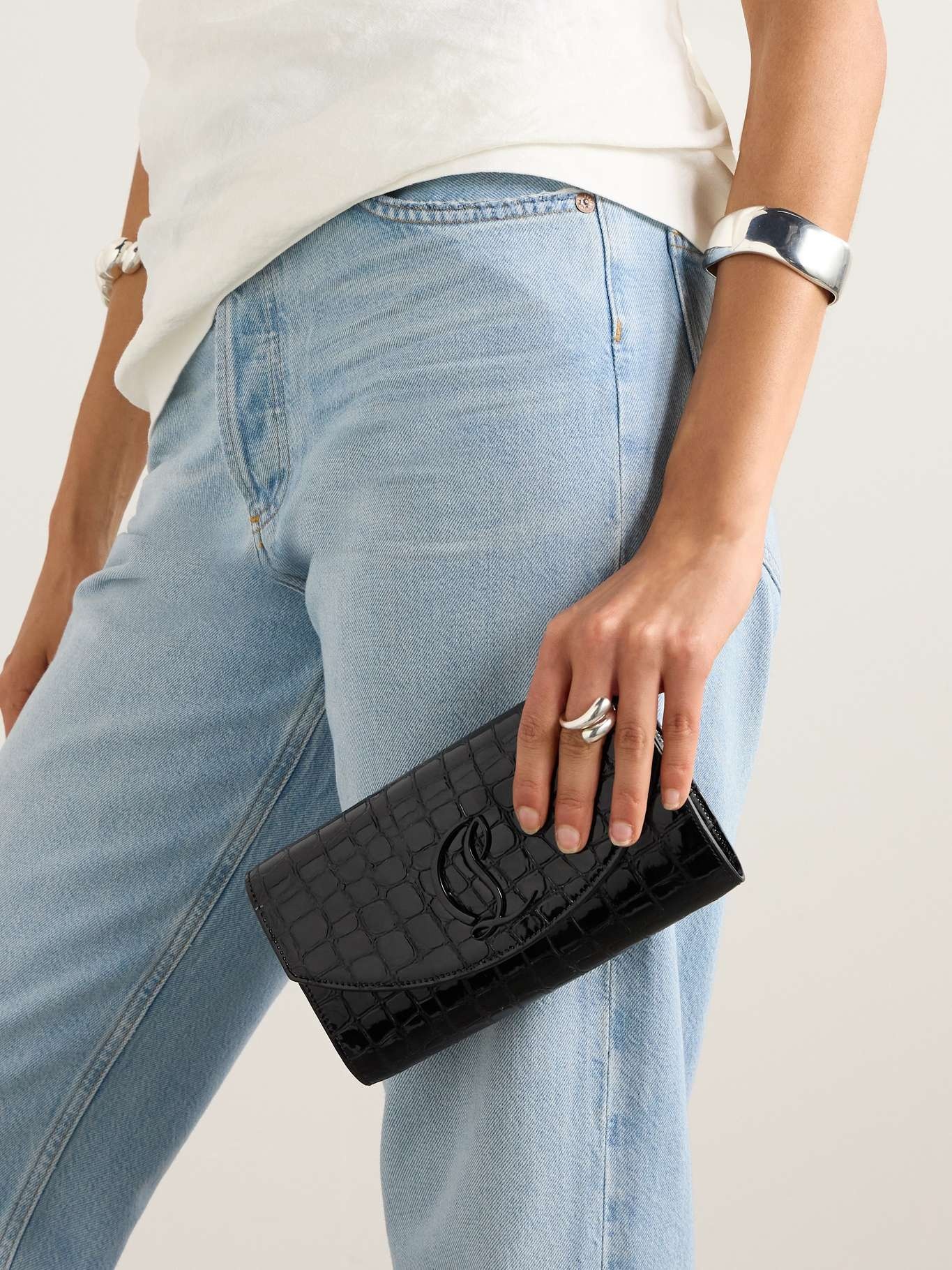 Loubi54 croc-effect leather shoulder bag - 6