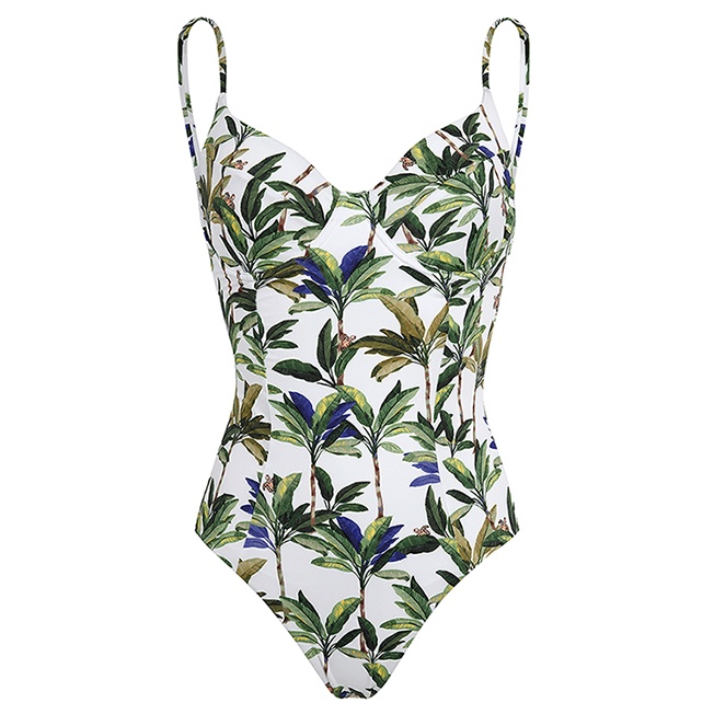 Women One piece Swimsuit Palms - 1