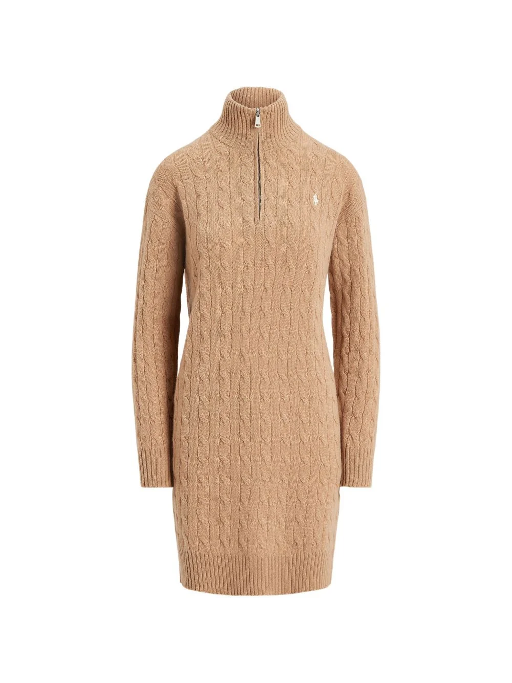 cable-knit zip-neck mini dress - 1