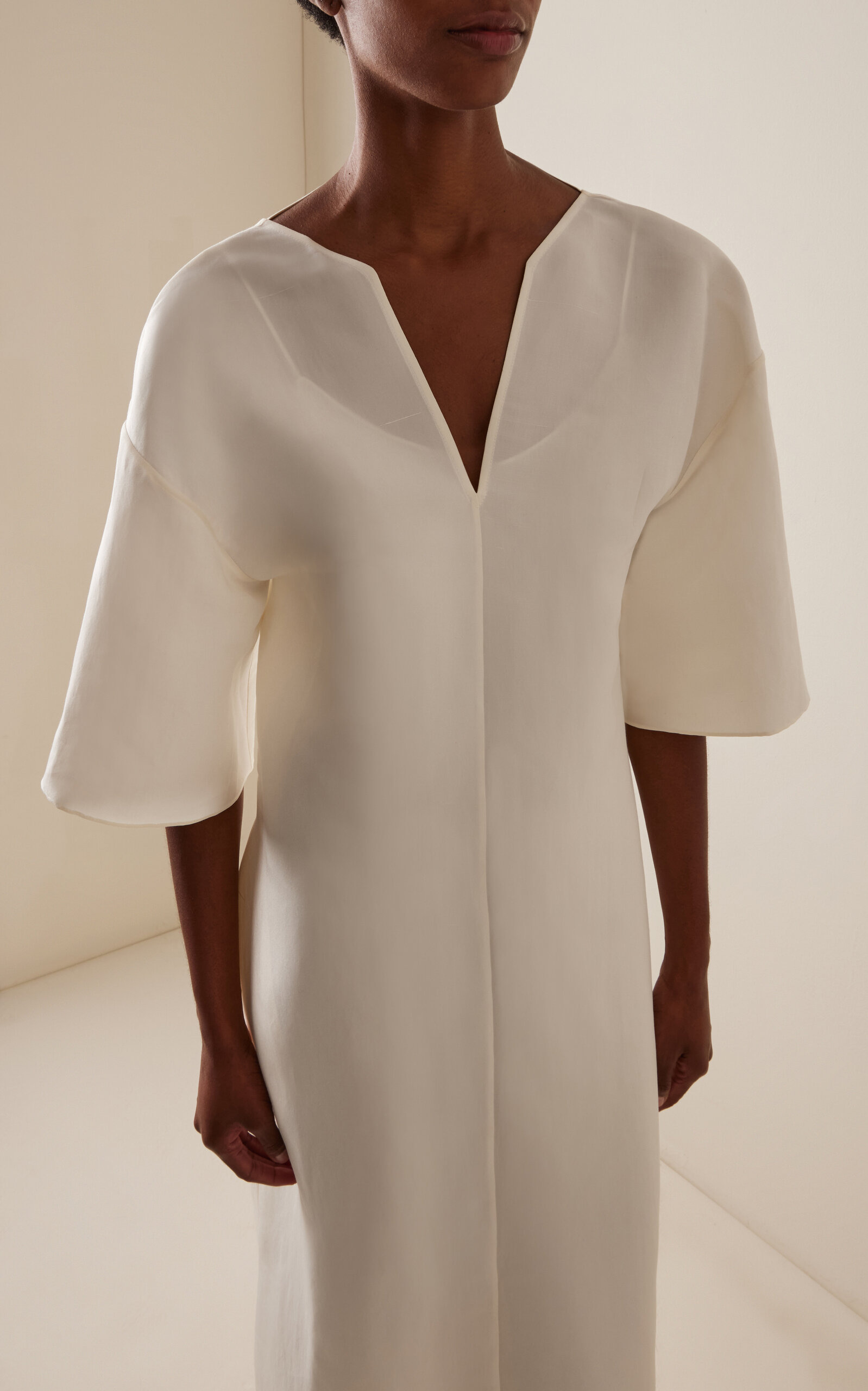 Mia Silk Shantung Maxi Dress white - 3