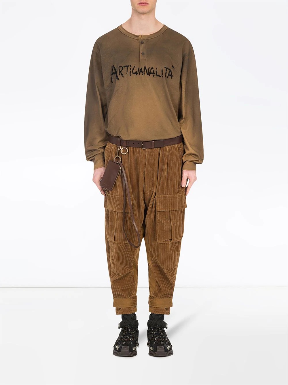 corduroy drop-crotch trousers - 2