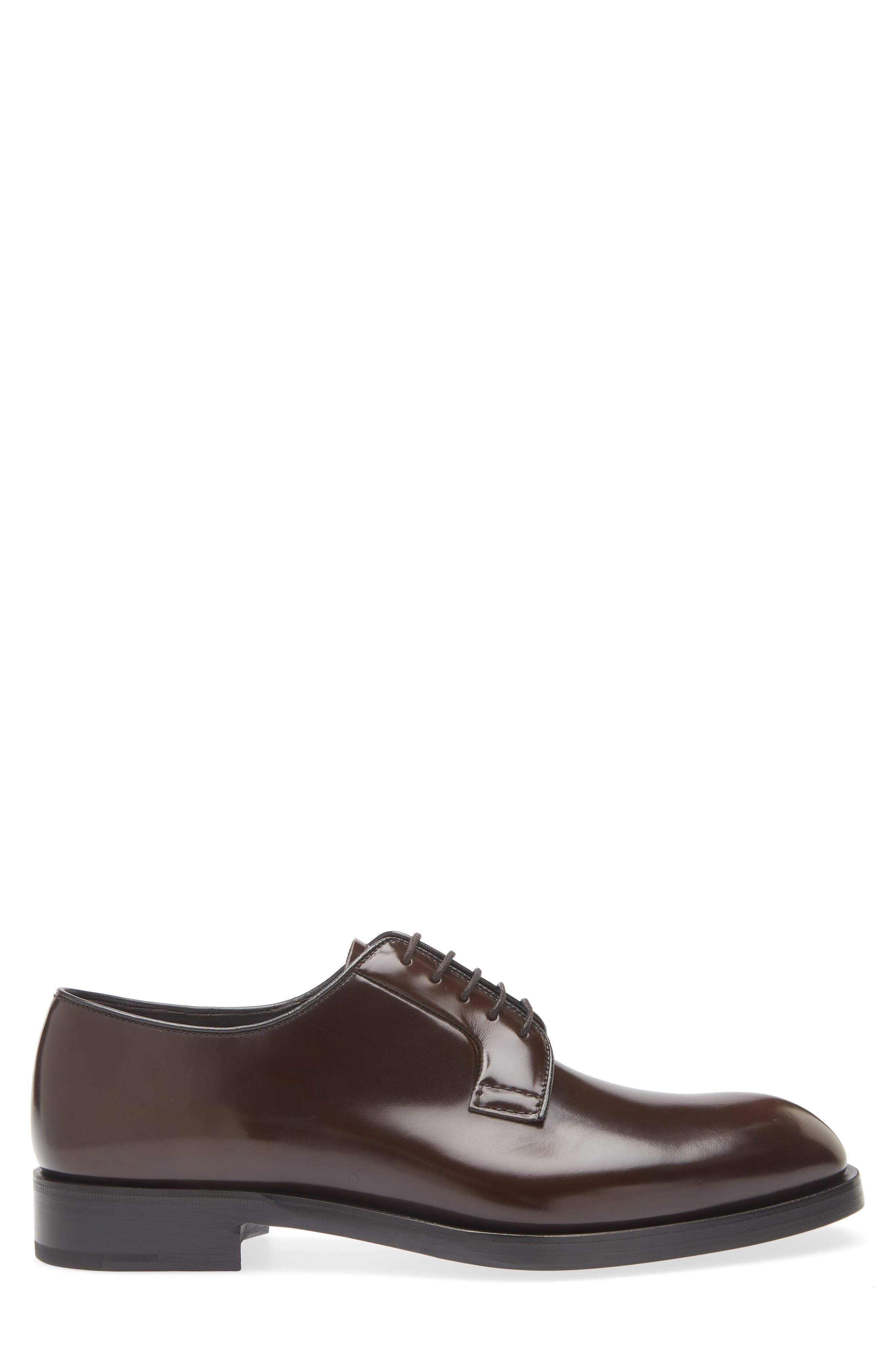 Prada Formale Spazzolato Plain Toe Derby in Bruciato at Nordstrom - 3