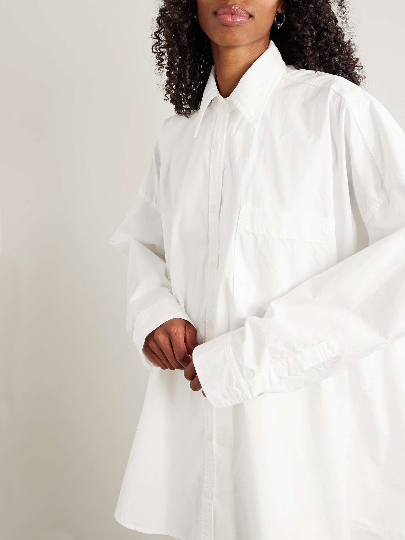 Cocoon cotton-poplin shirt White - 3