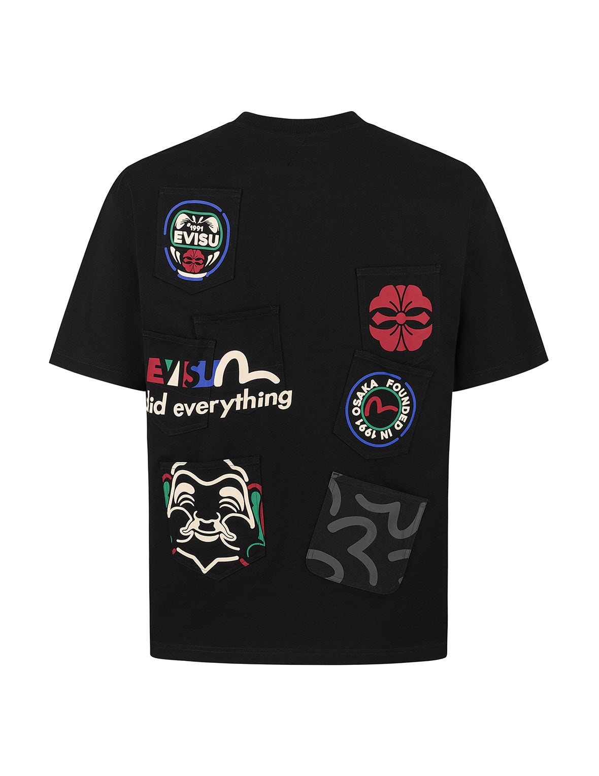 Multi-Pocket and Multi-Print Detail Relax Fit T-Shirt - 12