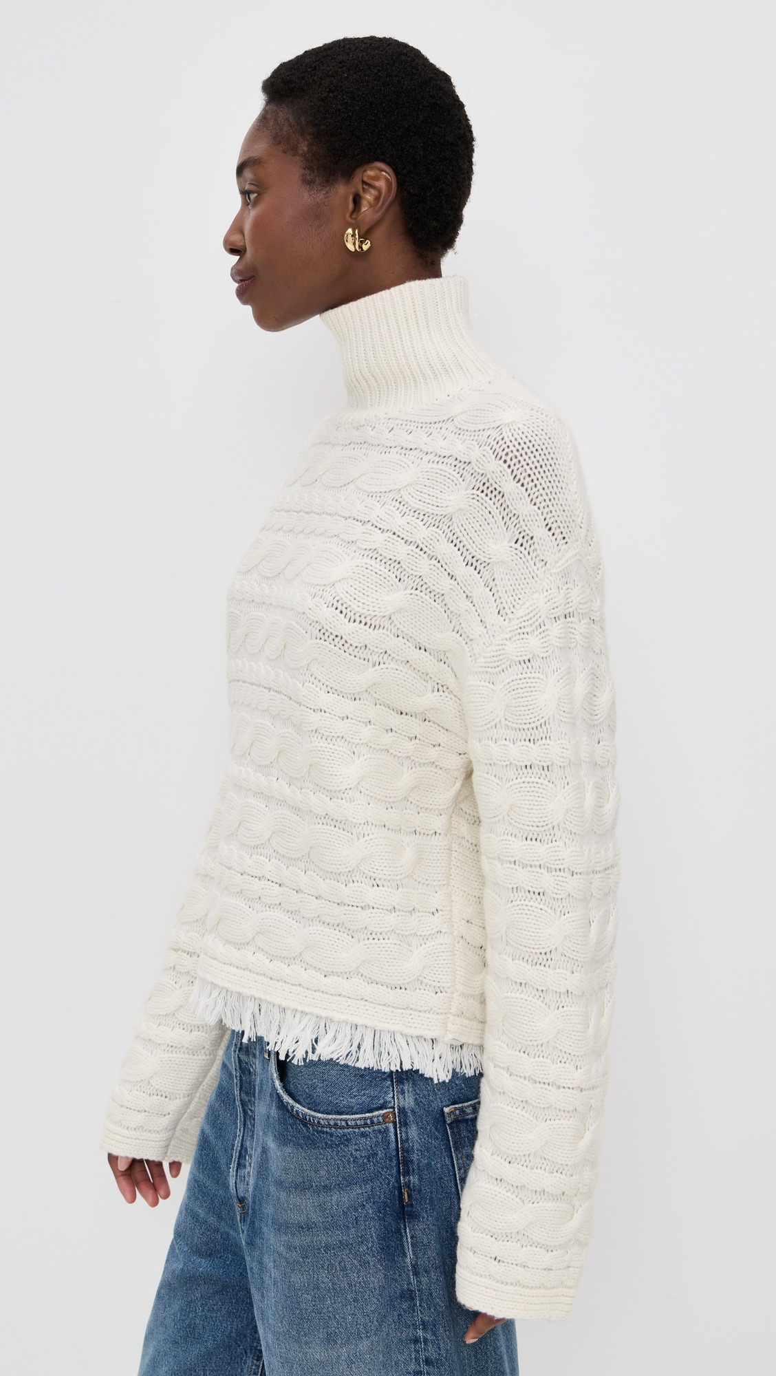 Cropped Cable Turtleneck - 3