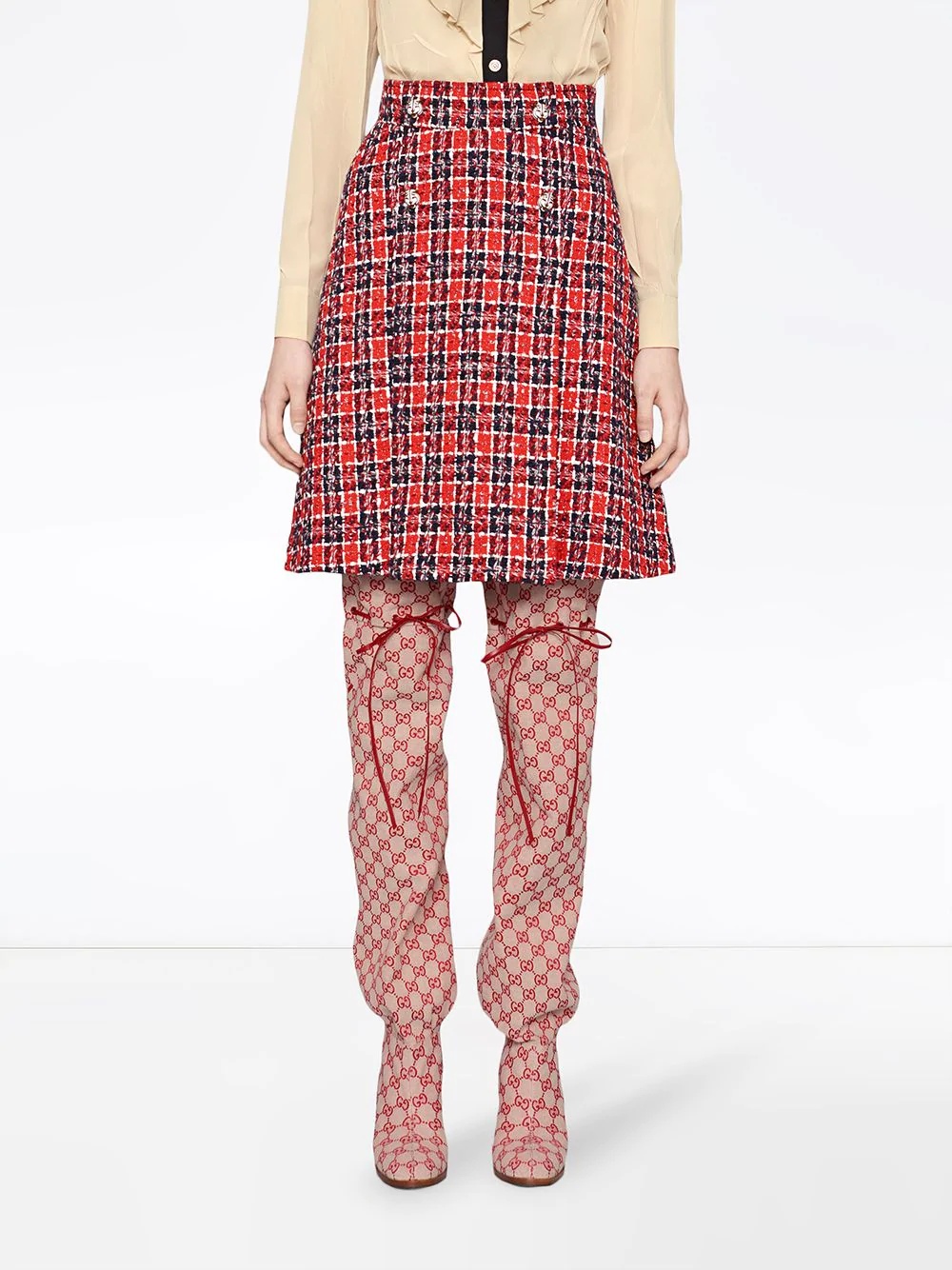 Tweed check A-line skirt - 3