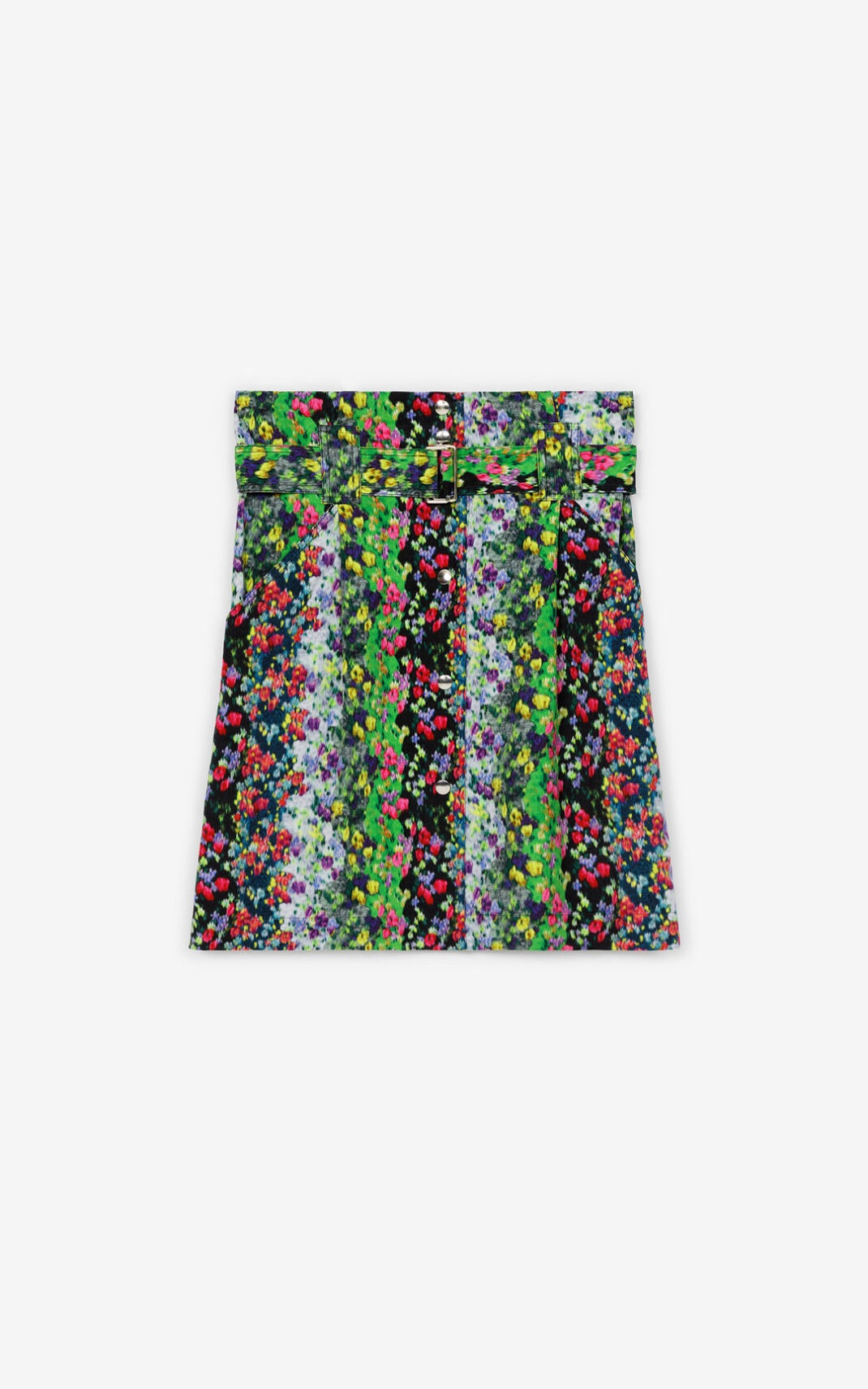'Blurred Flowers' belted miniskirt - 1