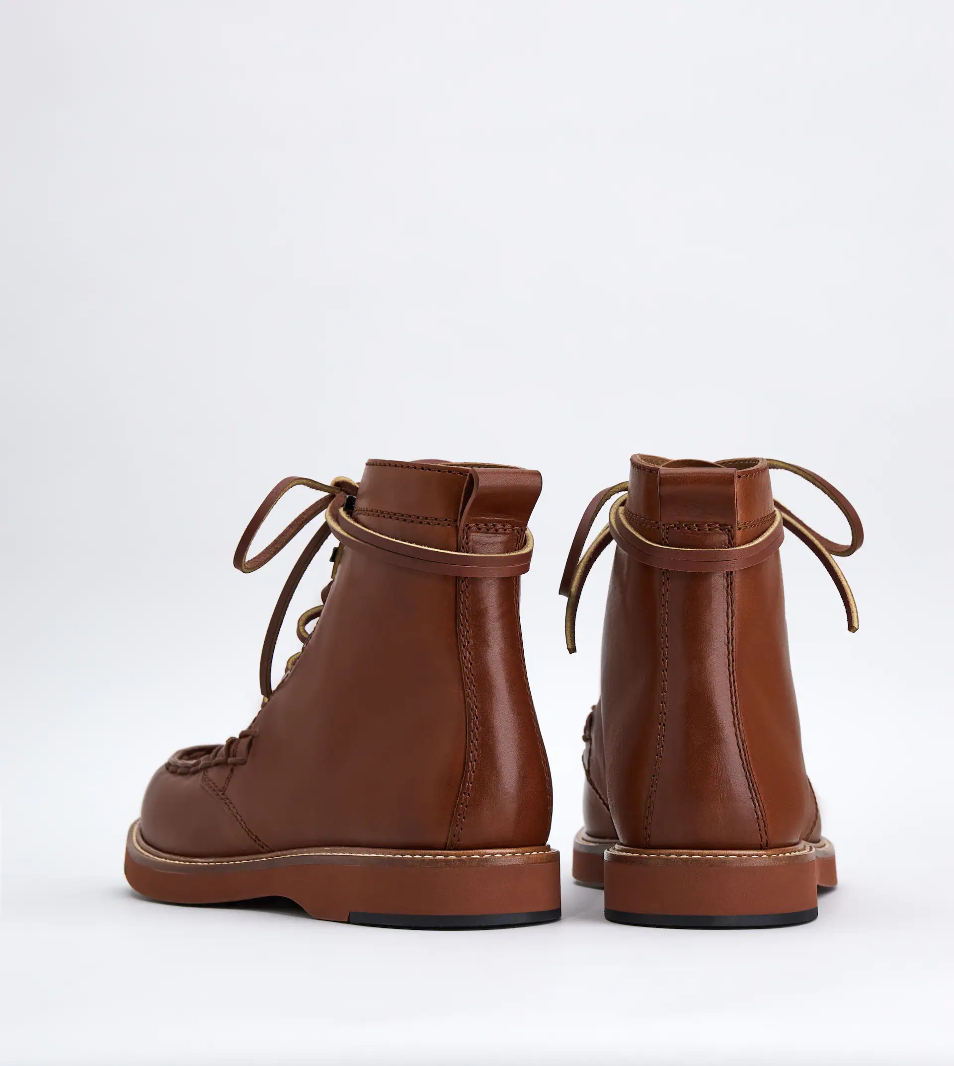 ANKLE BOOTS IN LEATHER - BROWN - 4