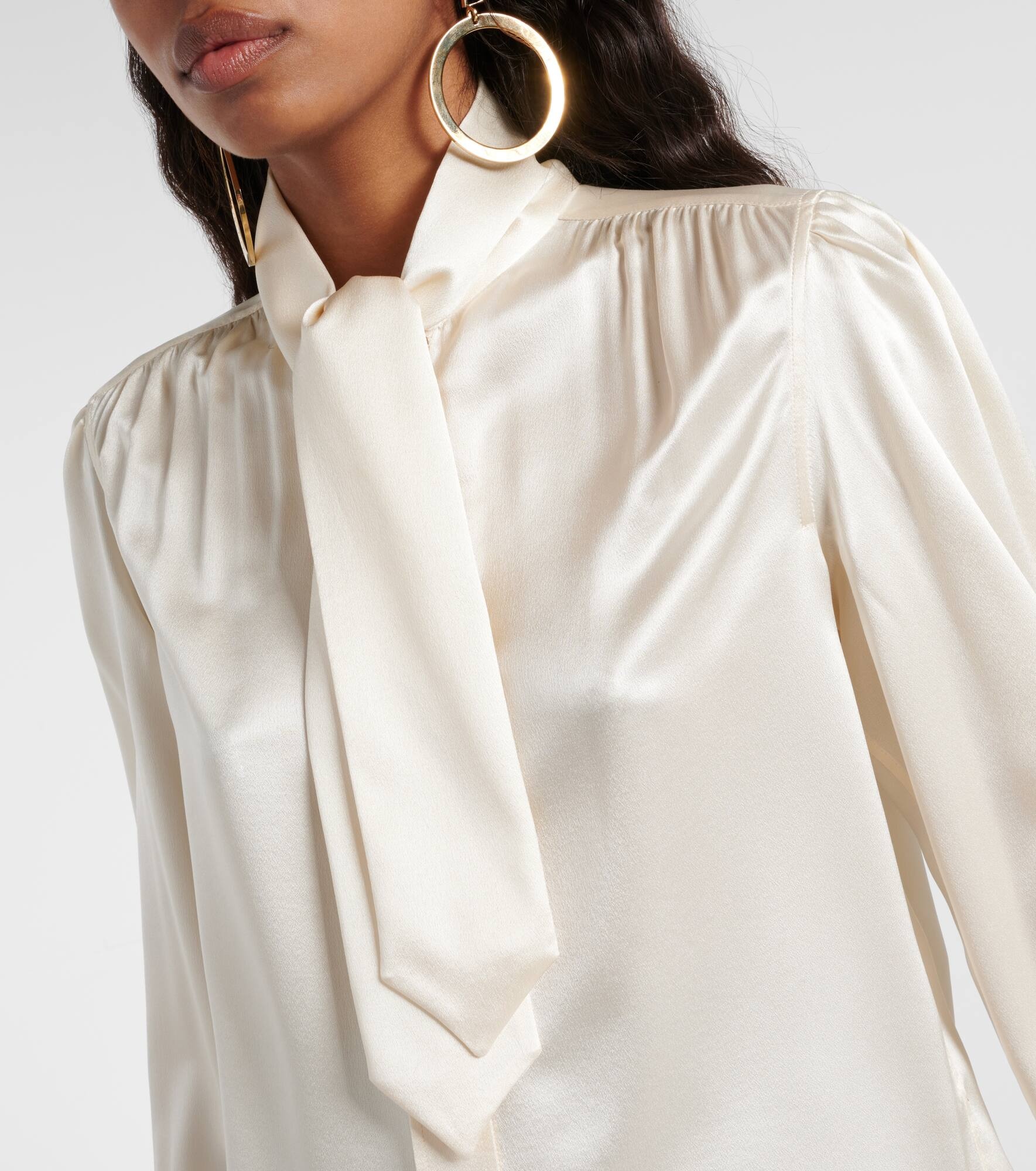 Tie-neck silk satin blouse - 4