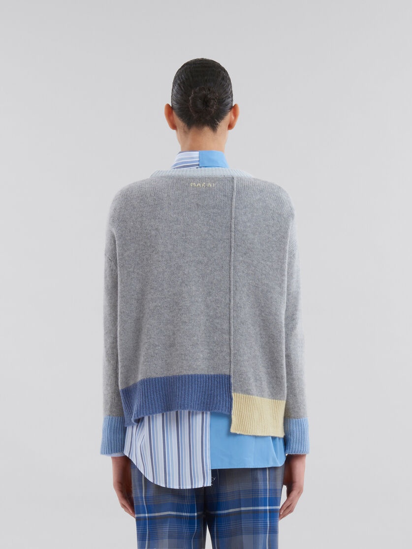 GREY COLOUR-BLOCK CASHMERE JUMPER - 3