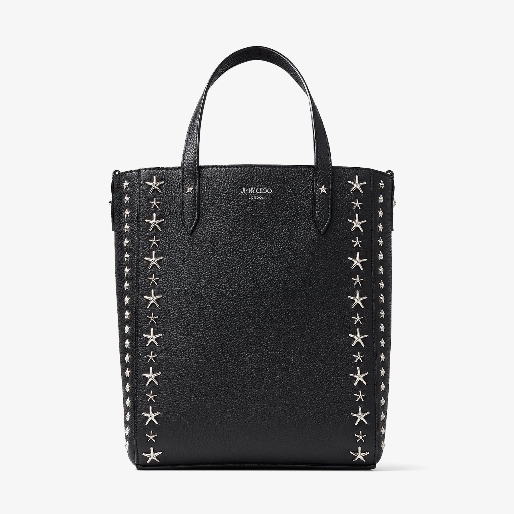 Pegasi N/S
Black Soft Grainy Calf Leather Tote Bag with Stars - 1