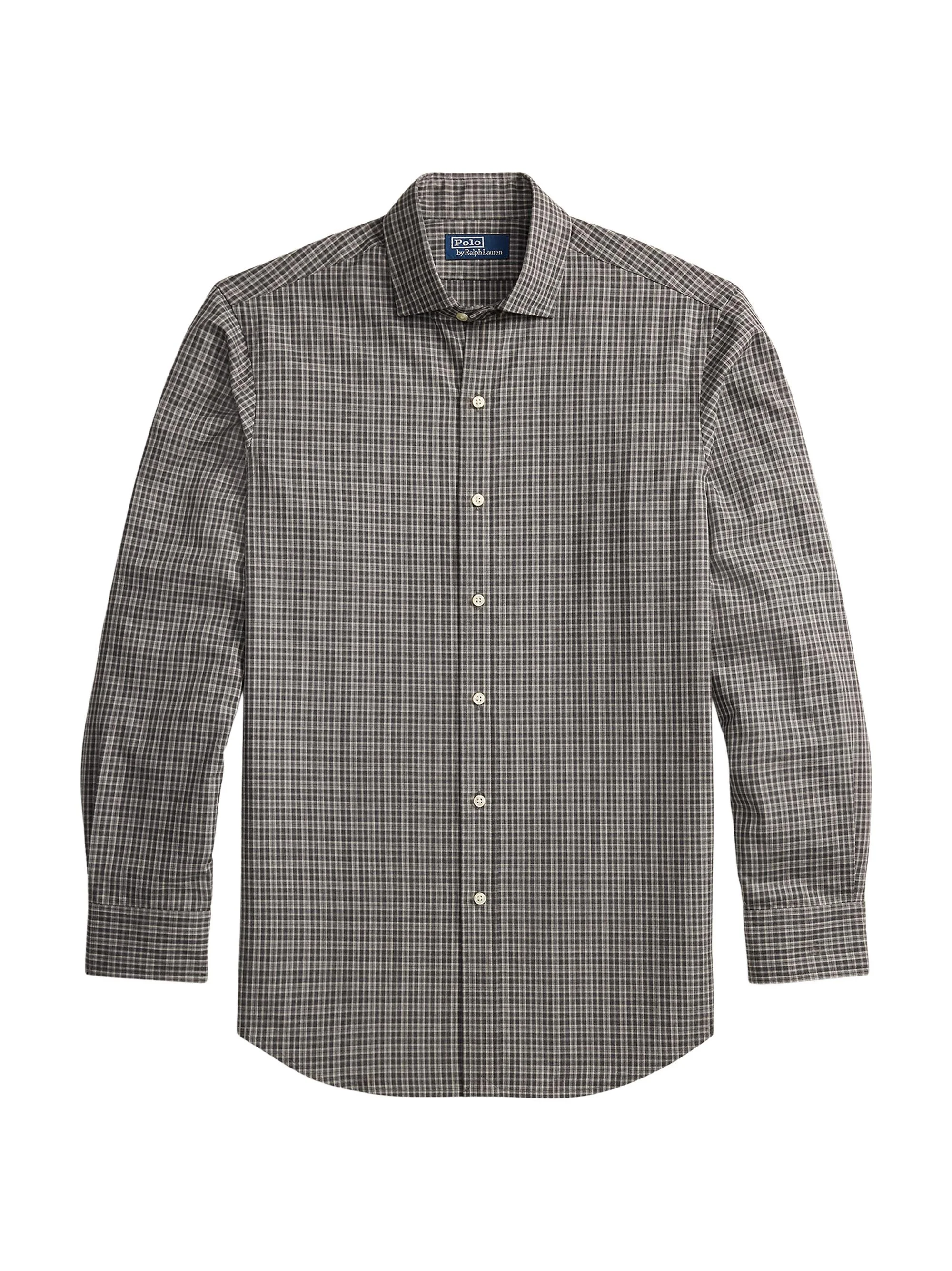 Men's Grid Cotton Poplin Shirt - Charcoal Multi - 1