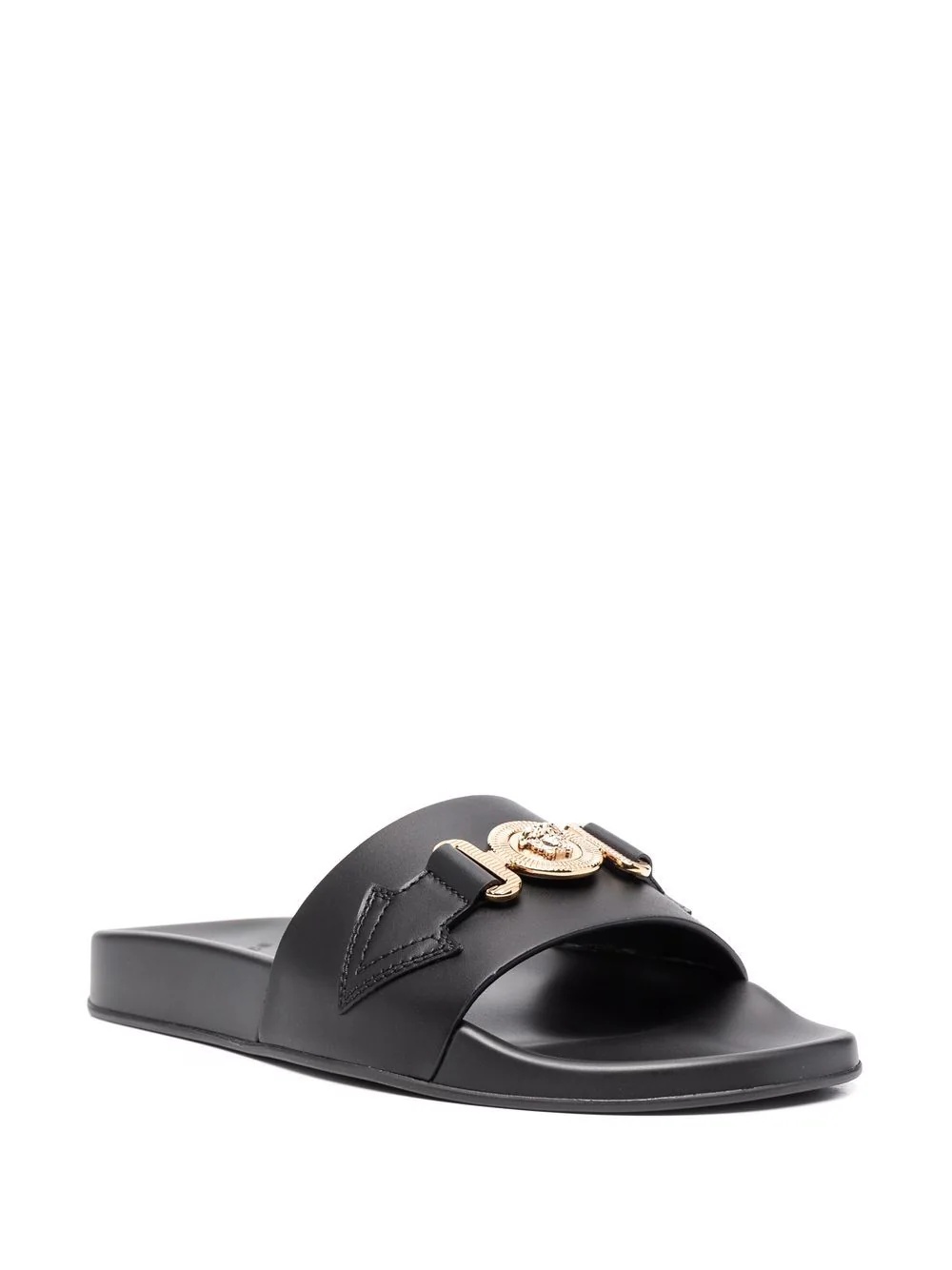 logo-plaque leather sliders - 2
