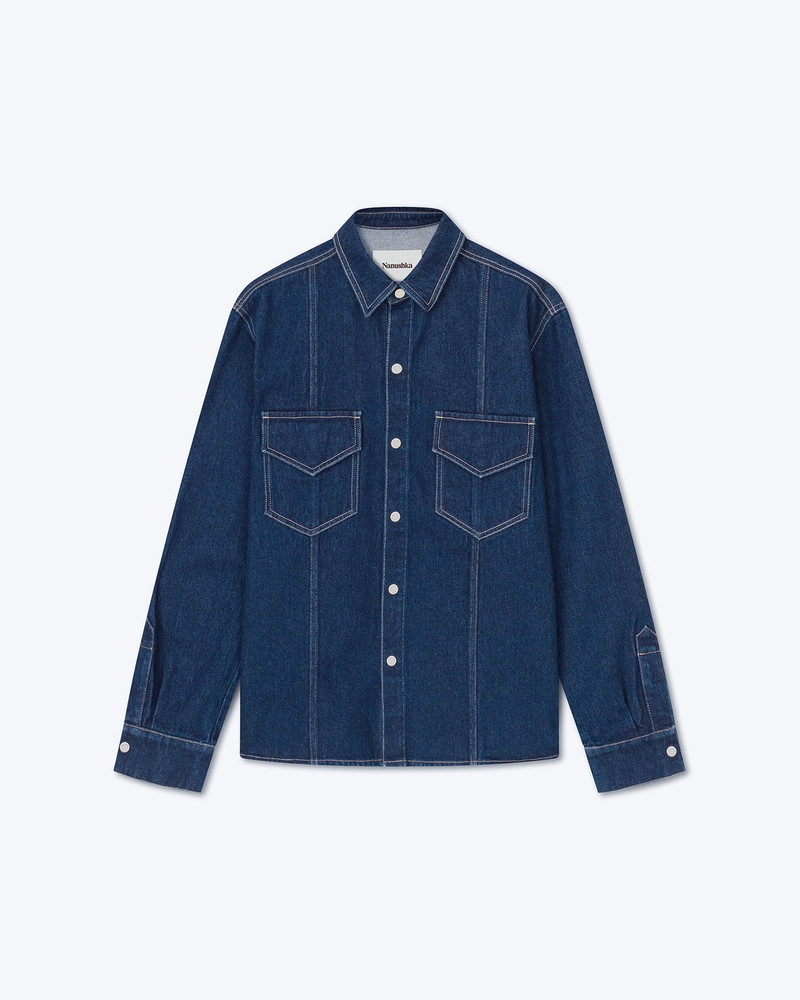 TRISTO - Patch pocket denim overshirt - Eco indigo 1