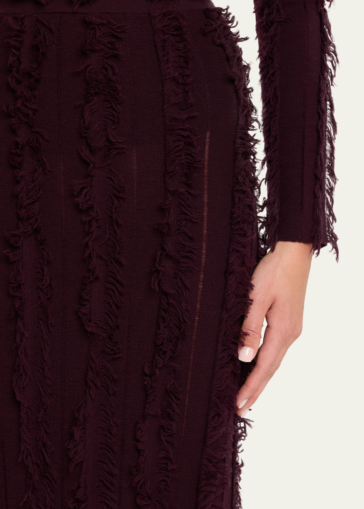 Evangeline Fringed Knit Maxi Pencil Skirt - 5