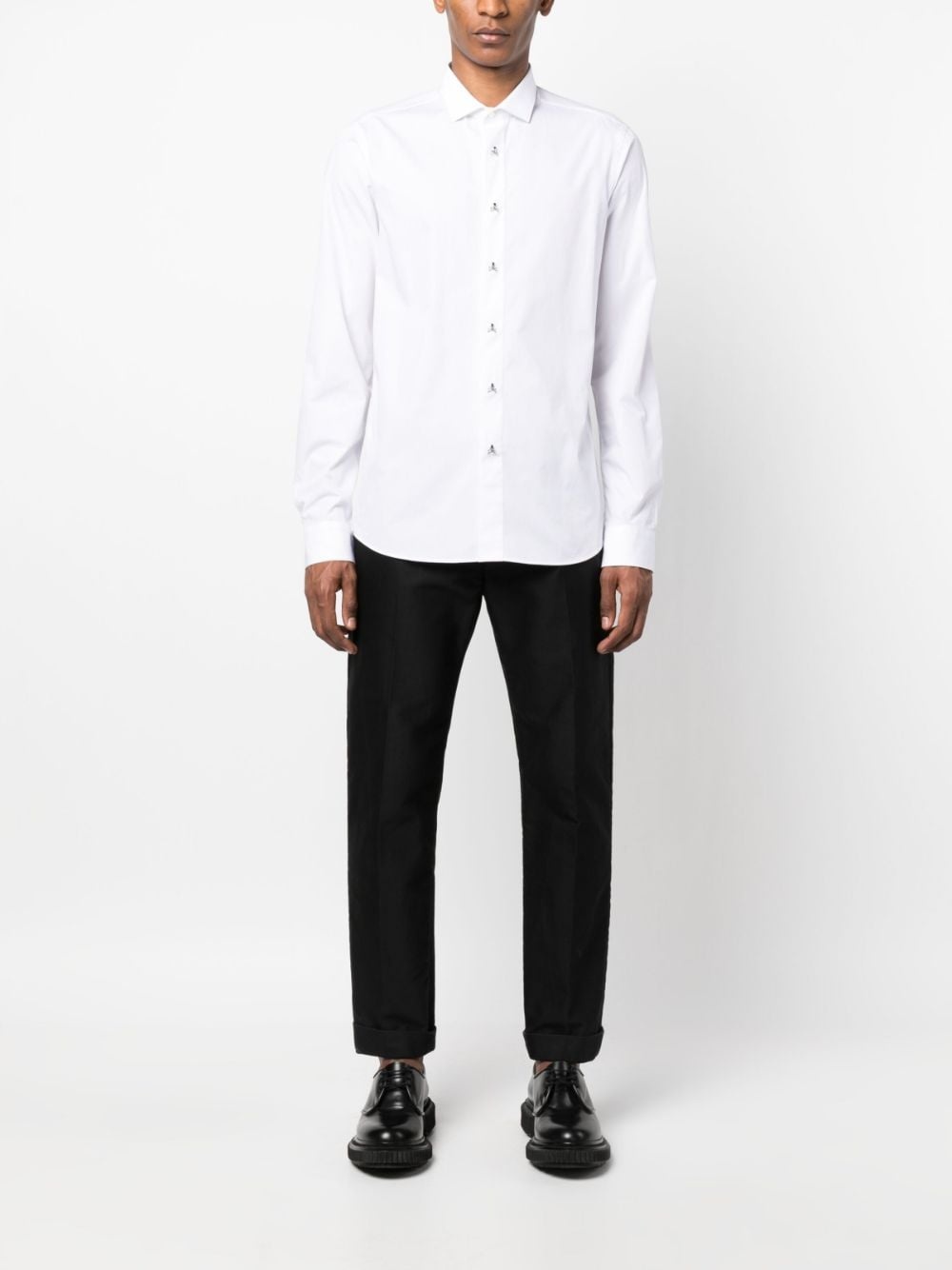 skull-appliqué cotton shirt - 2
