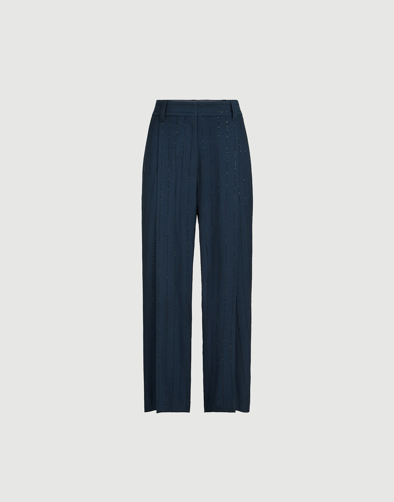 Dazzling chalkstripe slouchy trousers with monili 1