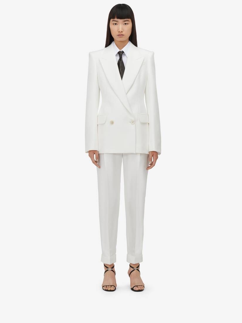 Women's Double-breasted Jacket in Optic White - 3