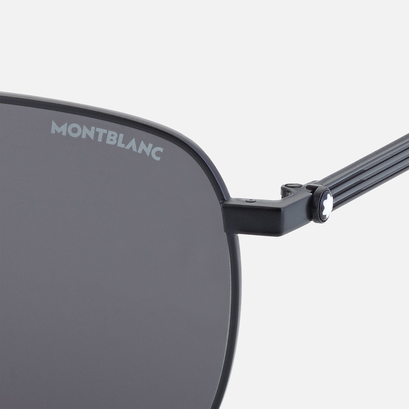 Montblanc Rectangular Black Metal Frame Sunglasses outlook