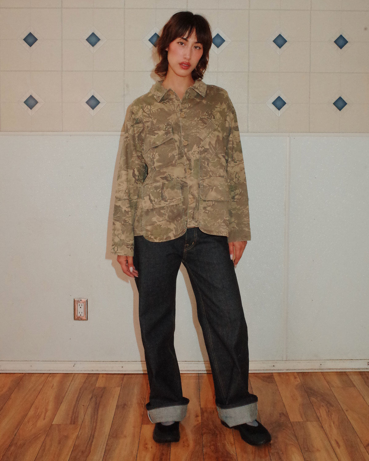 Twill Military Shirt Jacket - Leaf Camo - 4