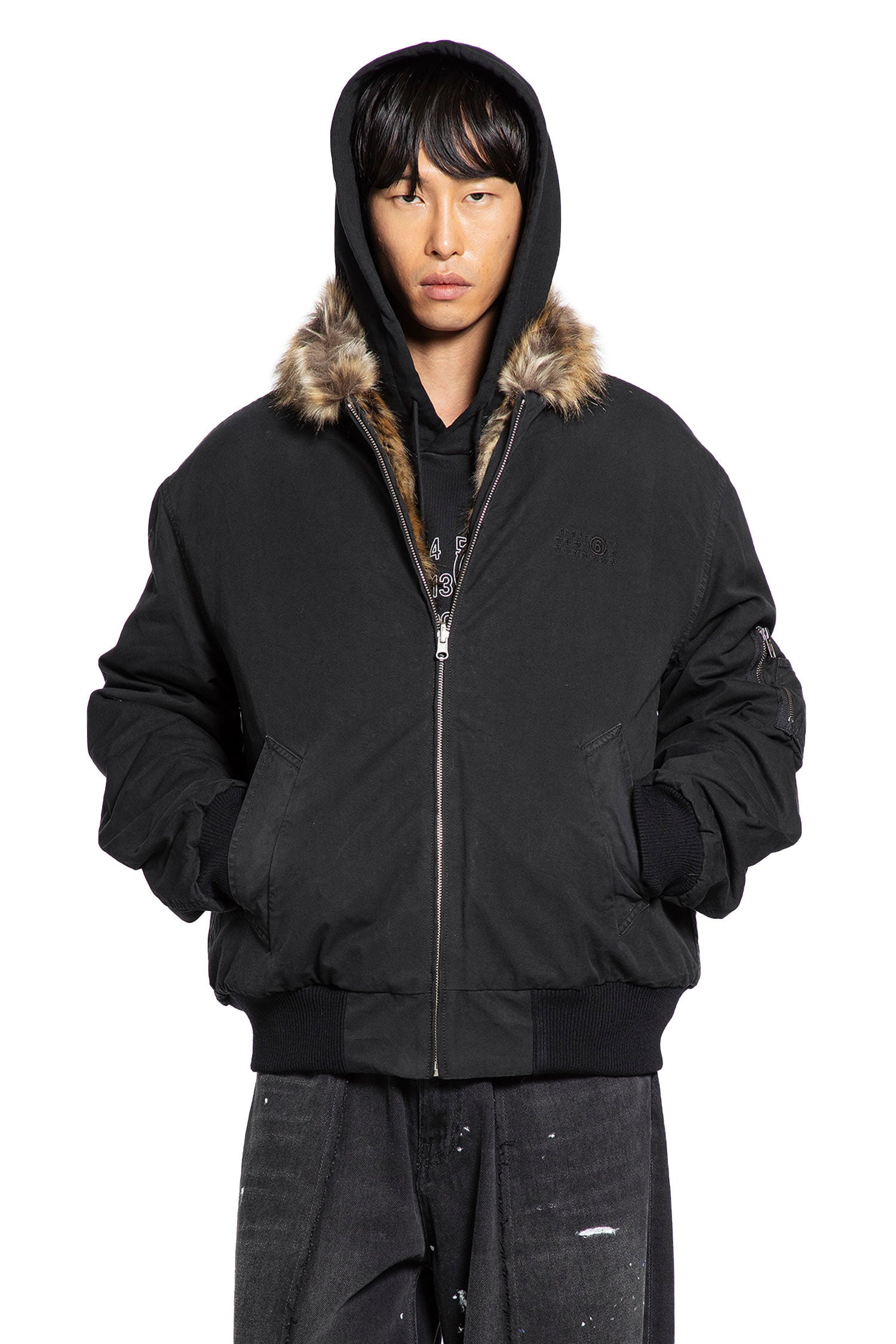 Cotton Bomber With Faux Fur Collar - 9