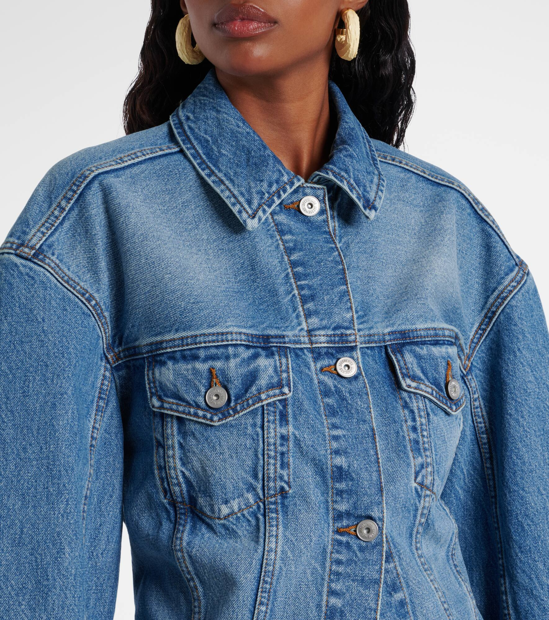 Cropped denim jacket - 4