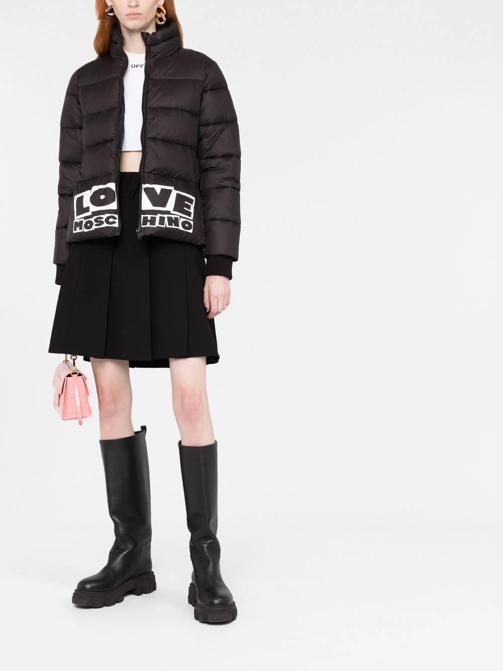 logo-print padded jacket - 2