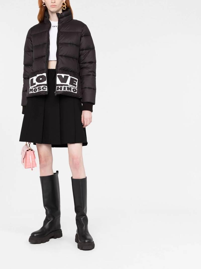 Moschino logo-print padded jacket outlook