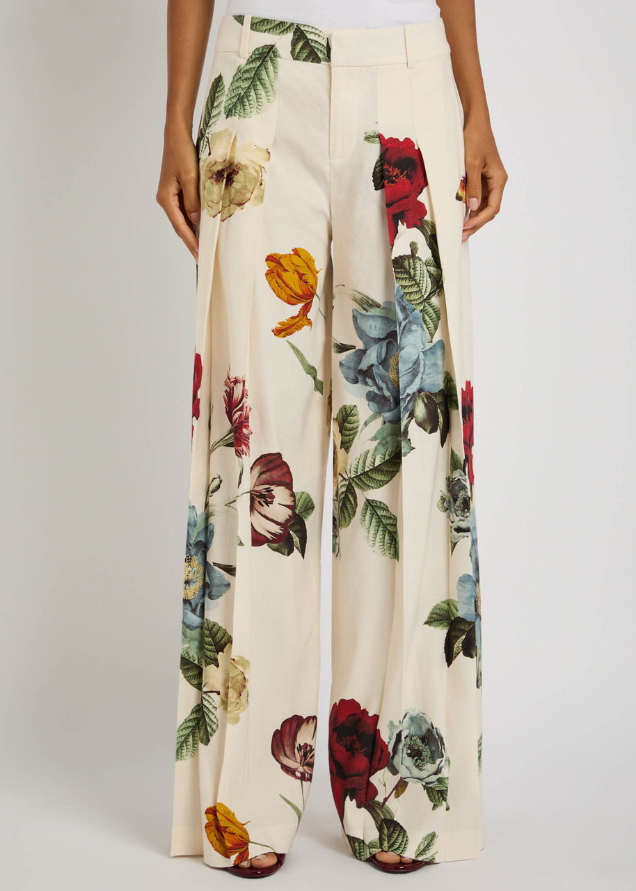 Alice + Olivia Blaire Floral Linen-blend Trousers - 2