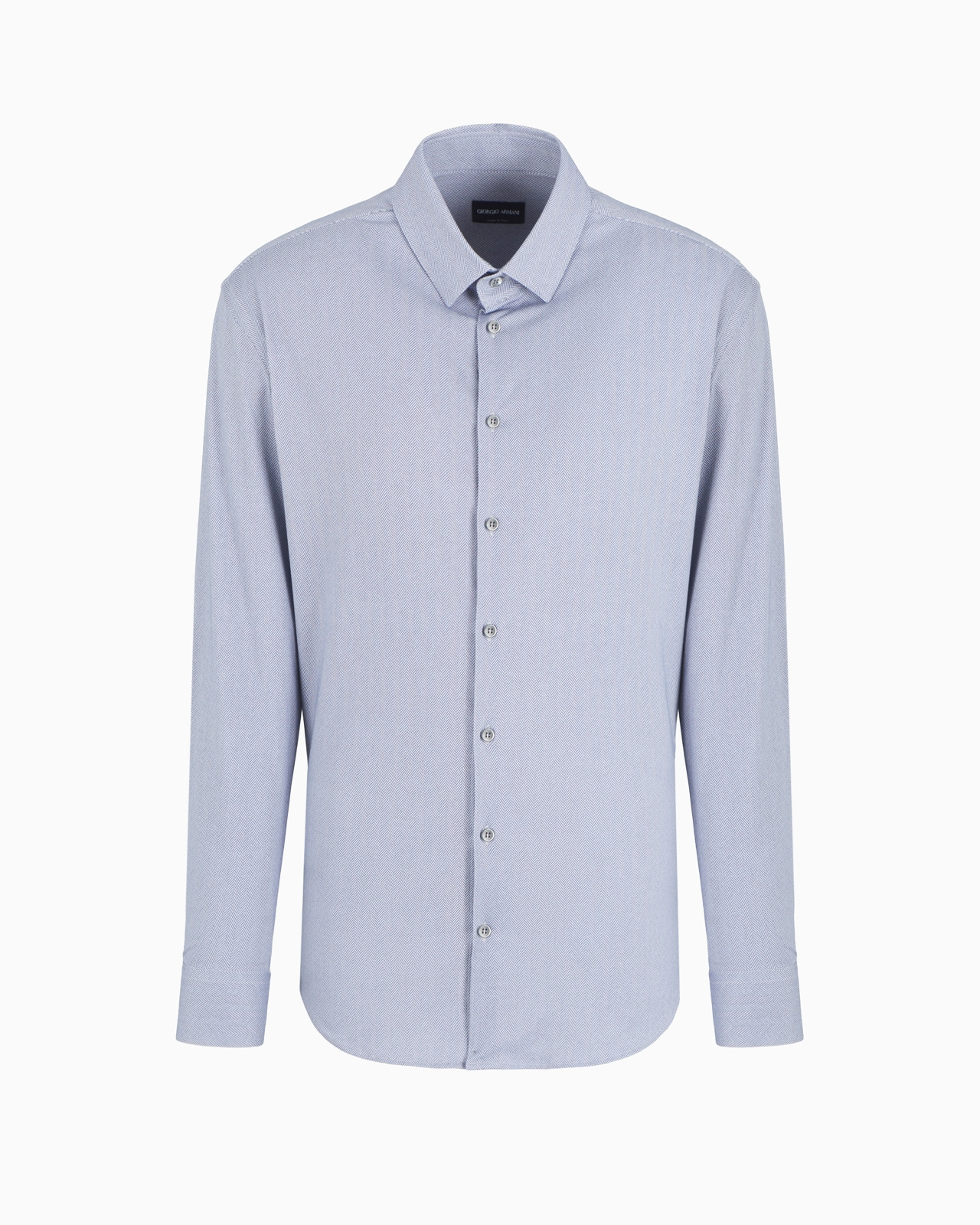 Slim-fit chevron motif cotton-blend shirt - 1