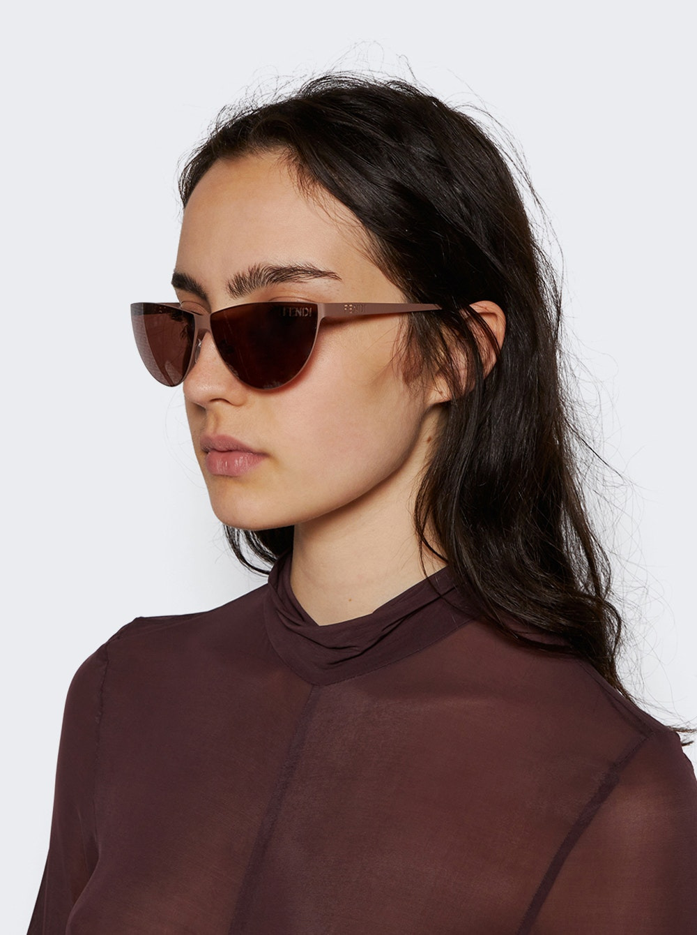 Micro Logo Cut-out Sunglasses Matte Brown - 3