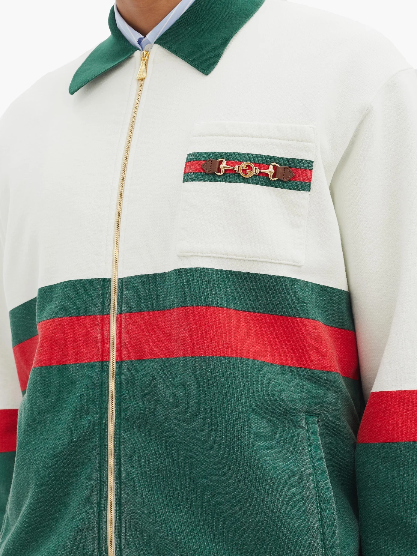 Horsebit-plaque cotton-jersey track jacket - 3