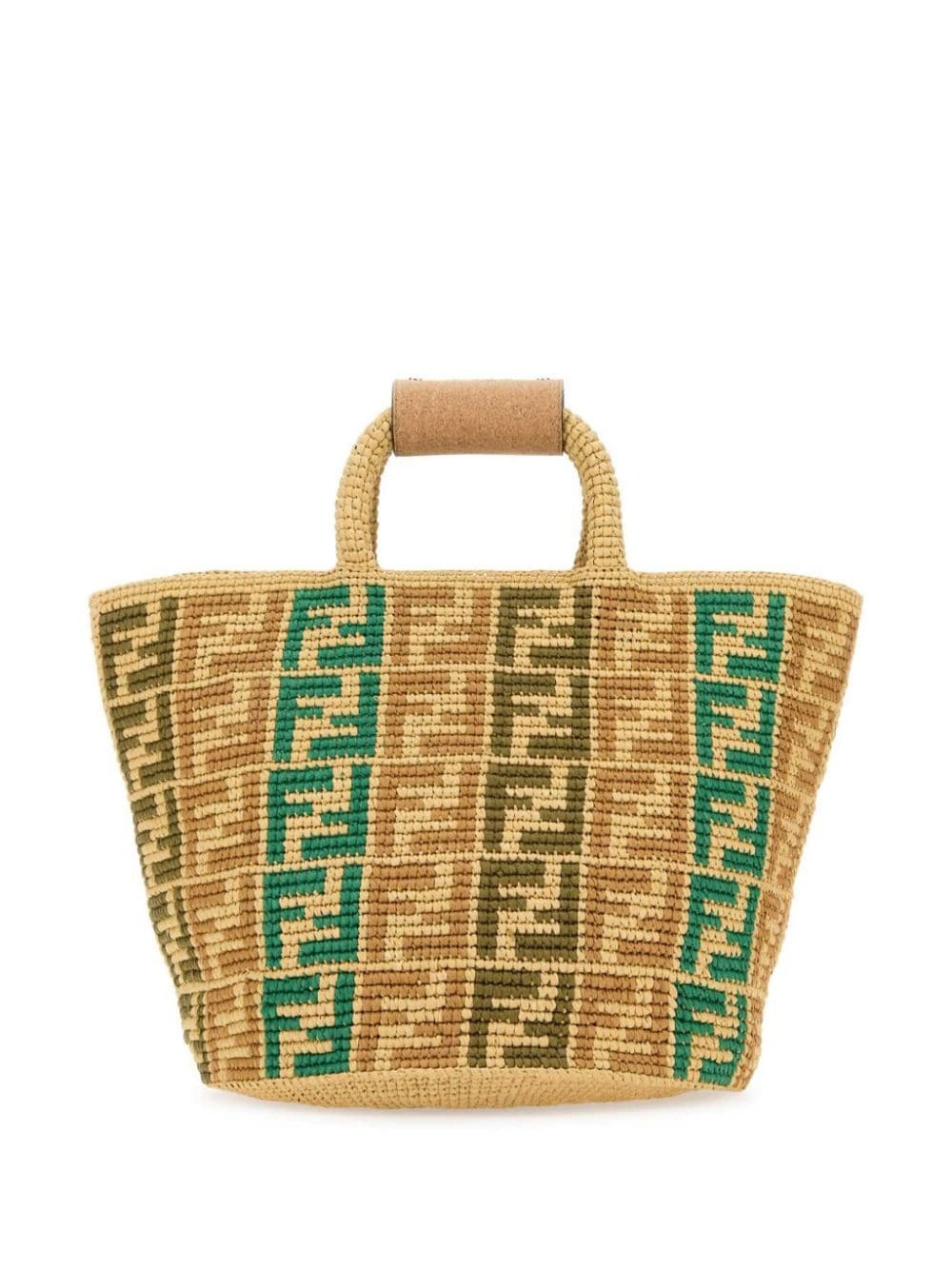 FF braided raffia tote bag - 2