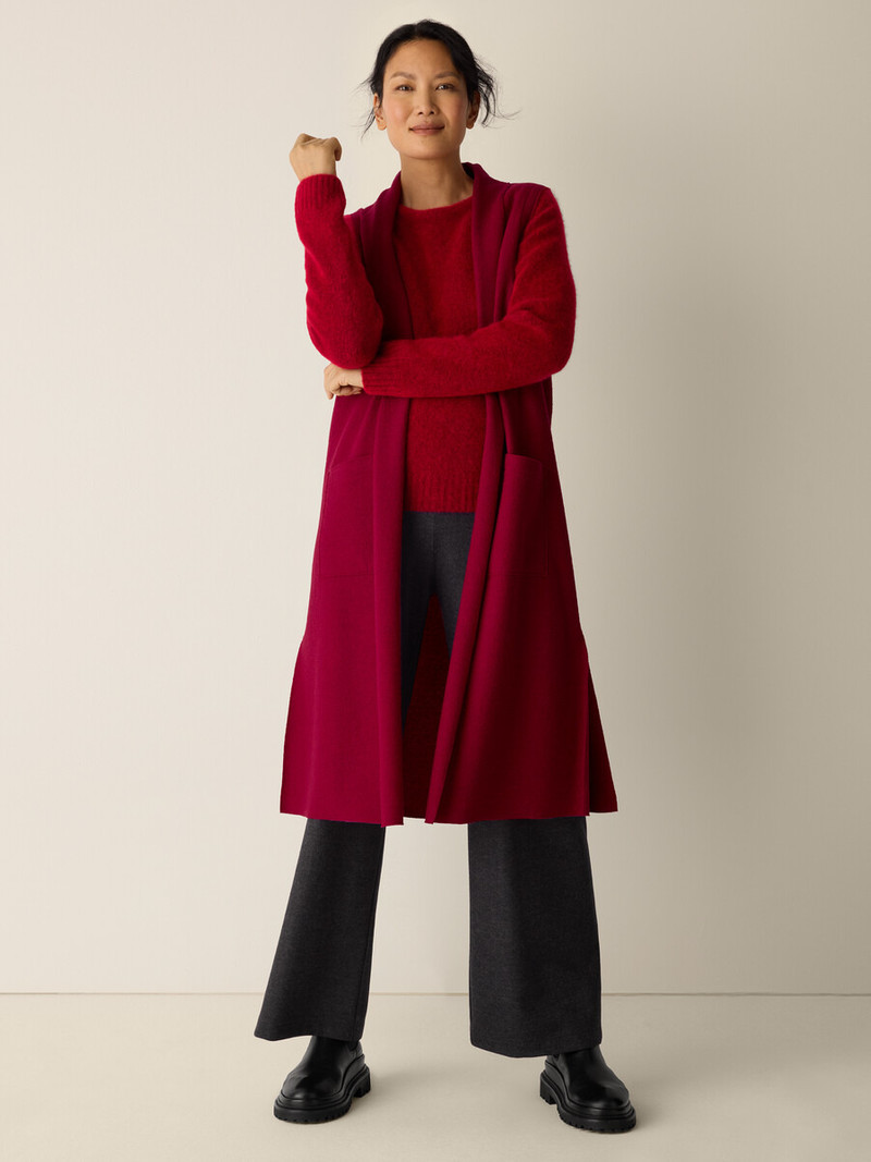 EILEEN FISHER Lightweight Boiled Wool Shawl Collar Vest in Regenerative Wool outlook