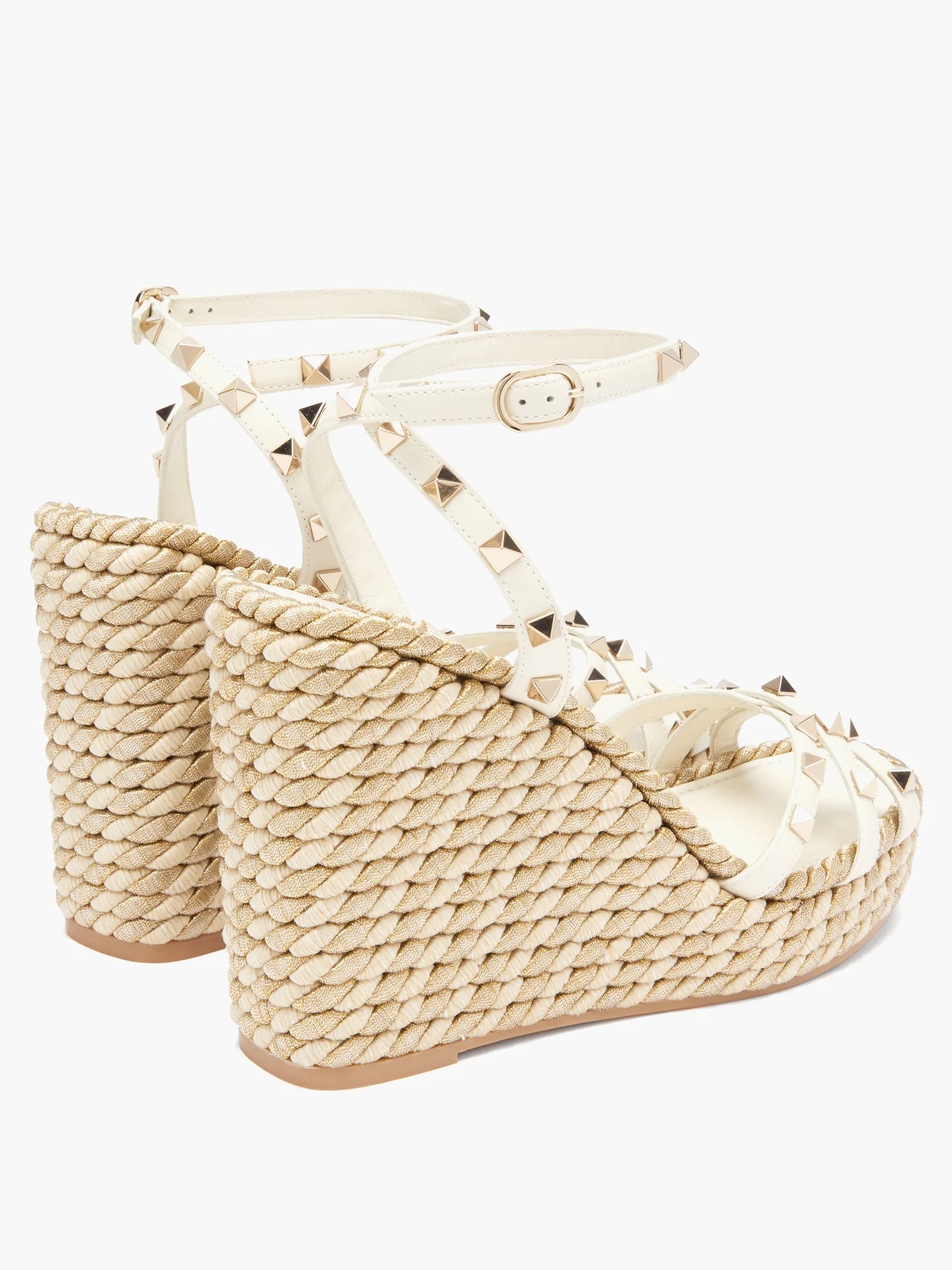 Torchon Rockstud leather wedge sandals - 4