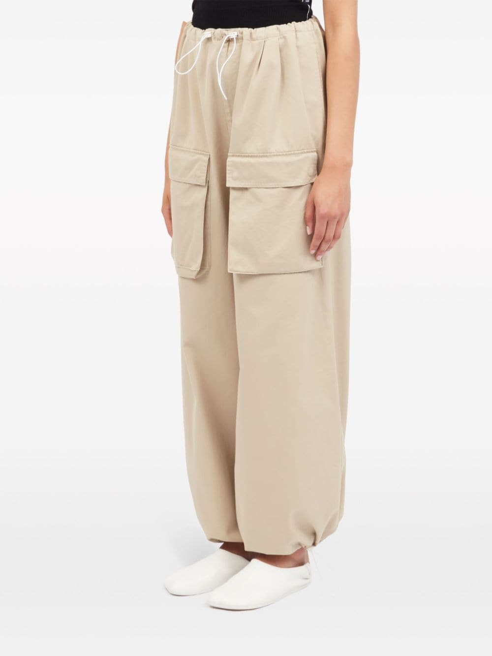wide-leg cargo cotton trousers - 4