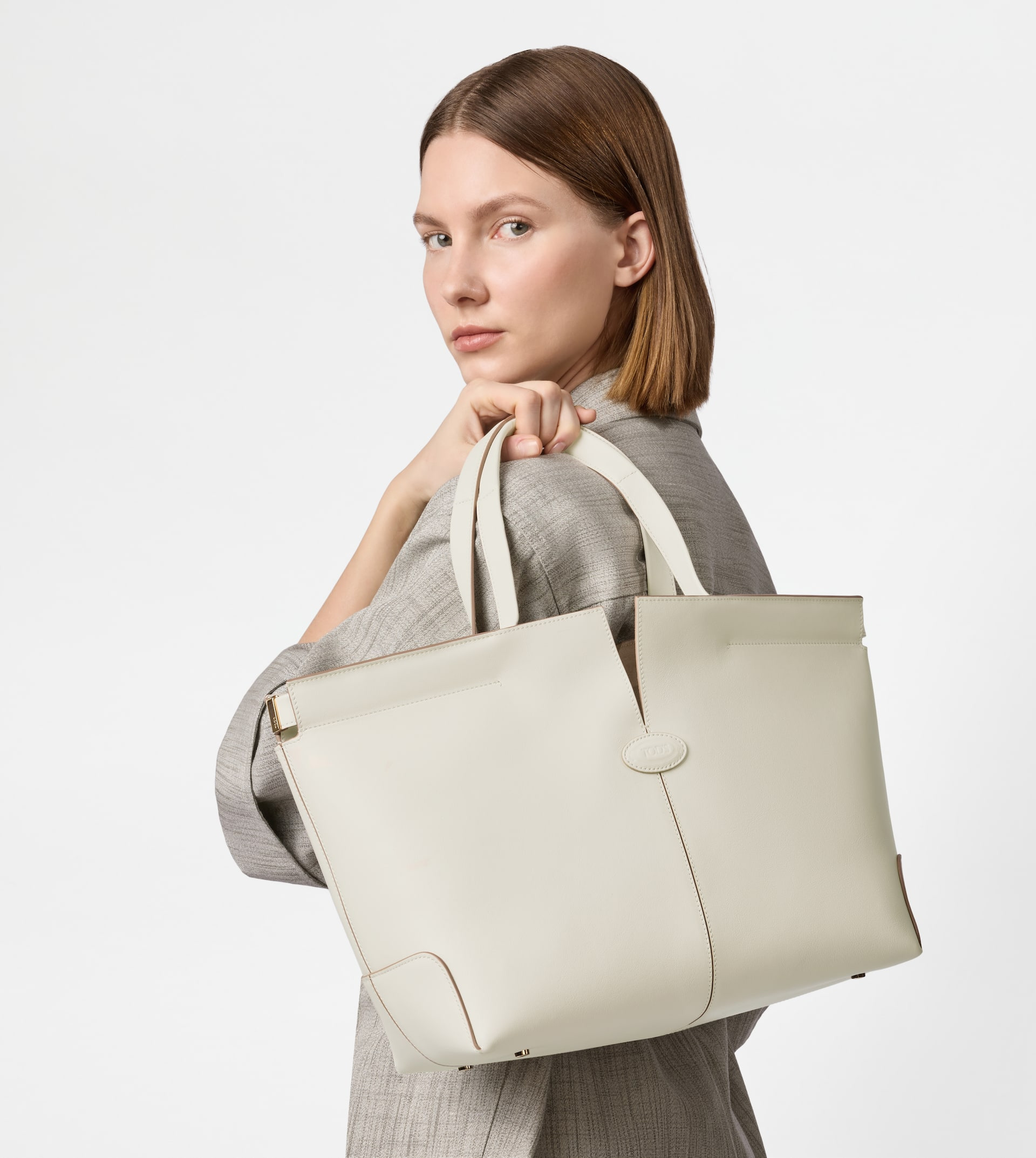 TOD'S DI BAG FOLIO IN LEATHER MEDIUM-SMALL - WHITE - 7