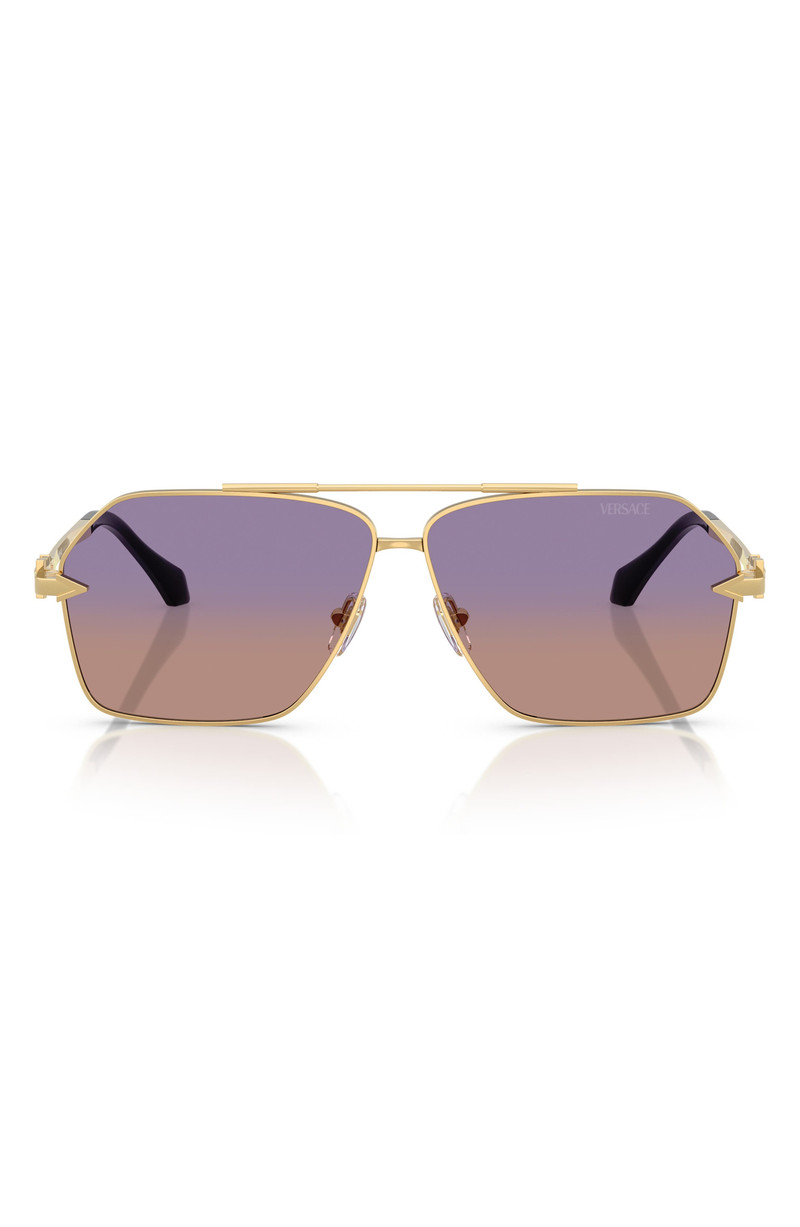 Versace 63mm Pilot Sunglasses in Gold /Orange Violet 1