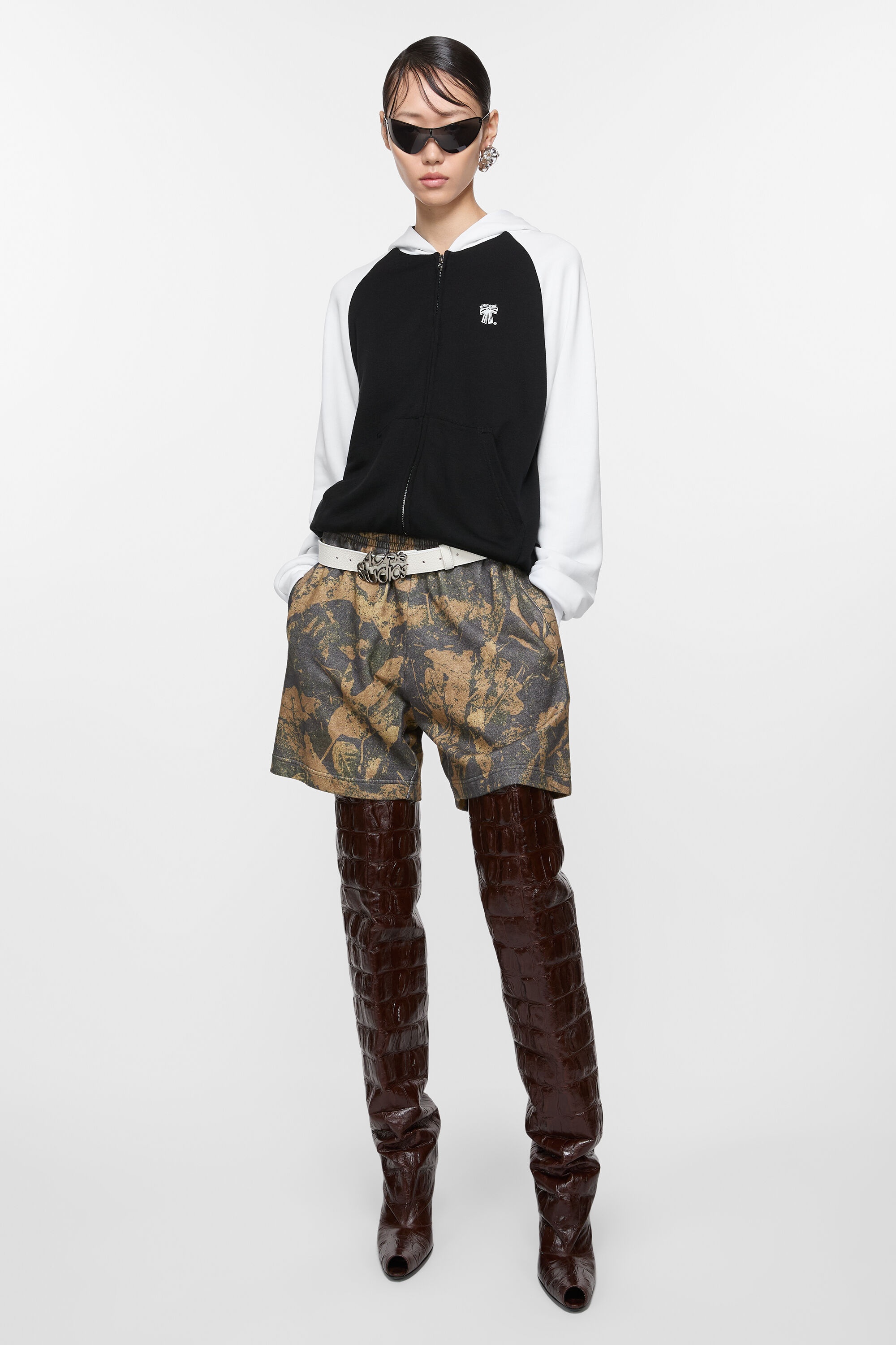 Printed fleece shorts - Mud brown camo - 4